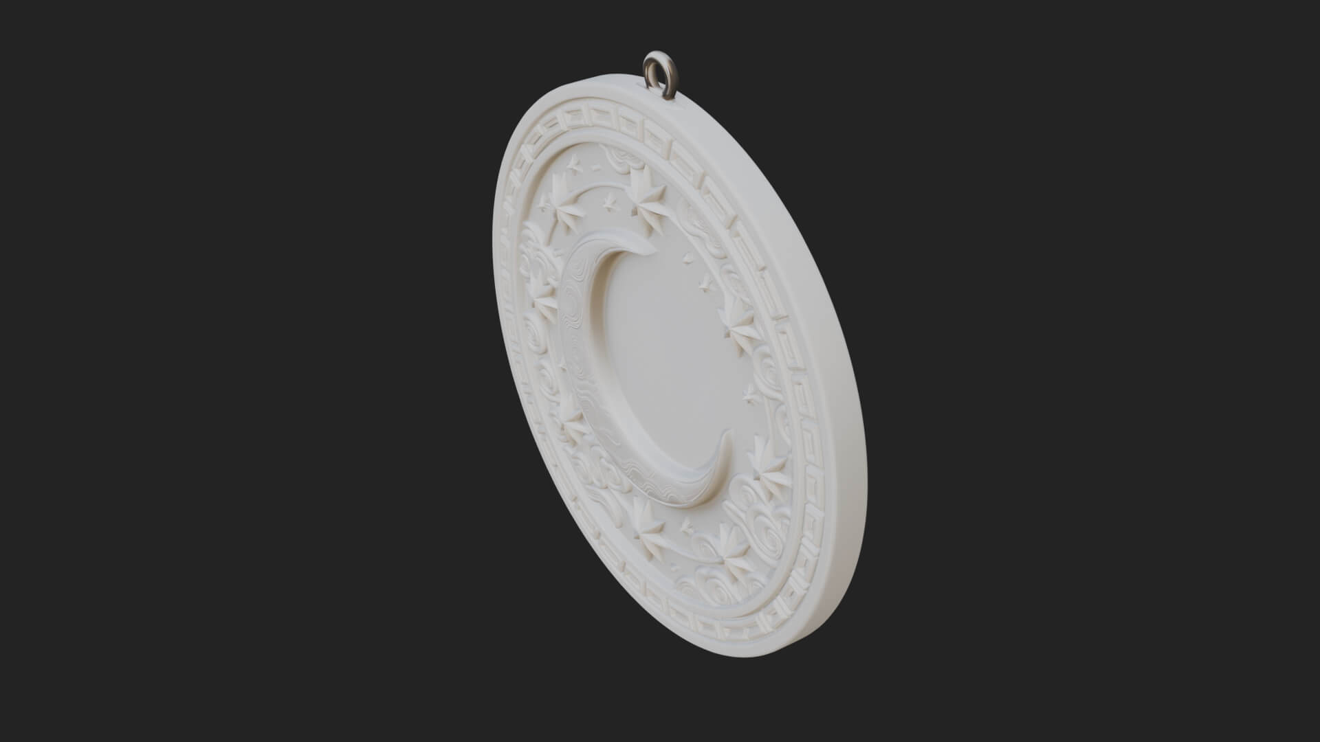 Star Crescent Moon Disc Plaque Design 4 3D Print Model 3D Model