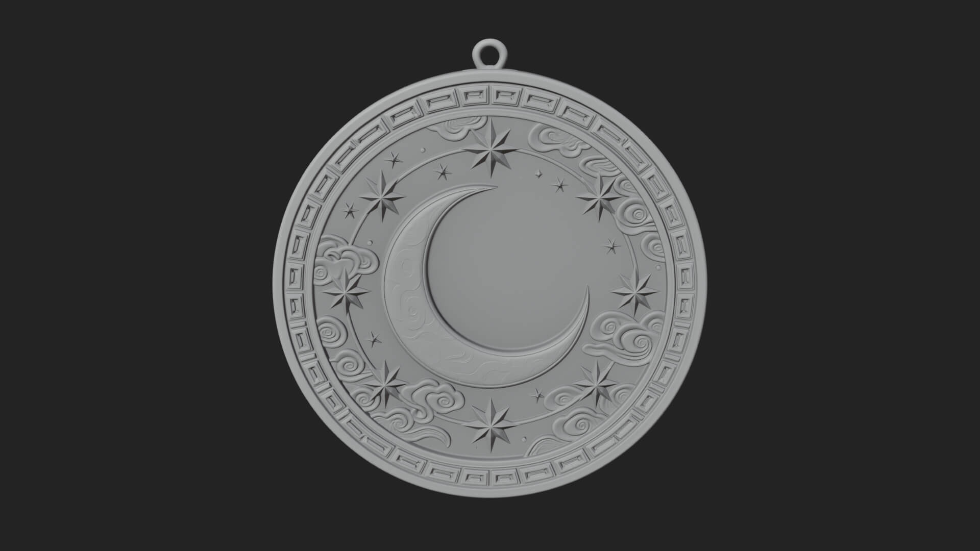 Star Crescent Moon Disc Plaque Design 4 3D Print Model 3D Model