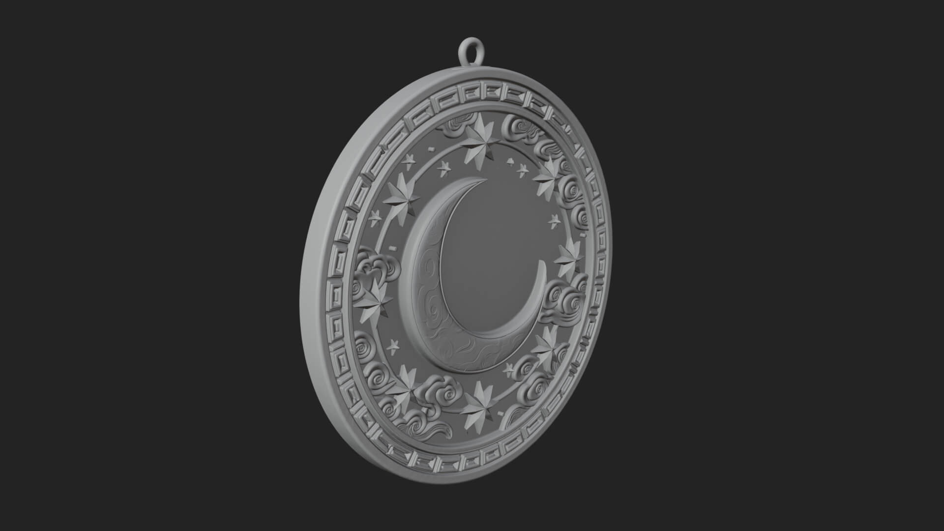 Star Crescent Moon Disc Plaque Design 4 3D Print Model 3D Model