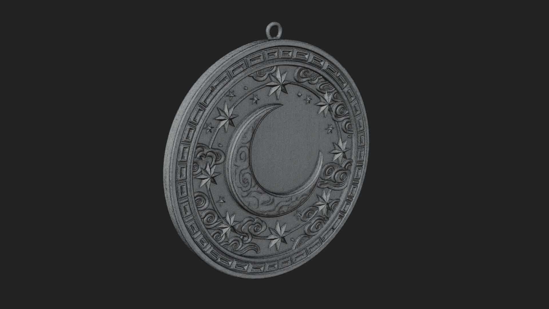 Star Crescent Moon Disc Plaque Design 4 3D Print Model 3D Model