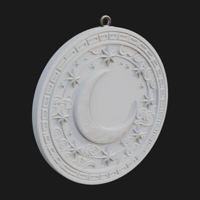Star Crescent Moon Disc Plaque Design 4 3D Print Model