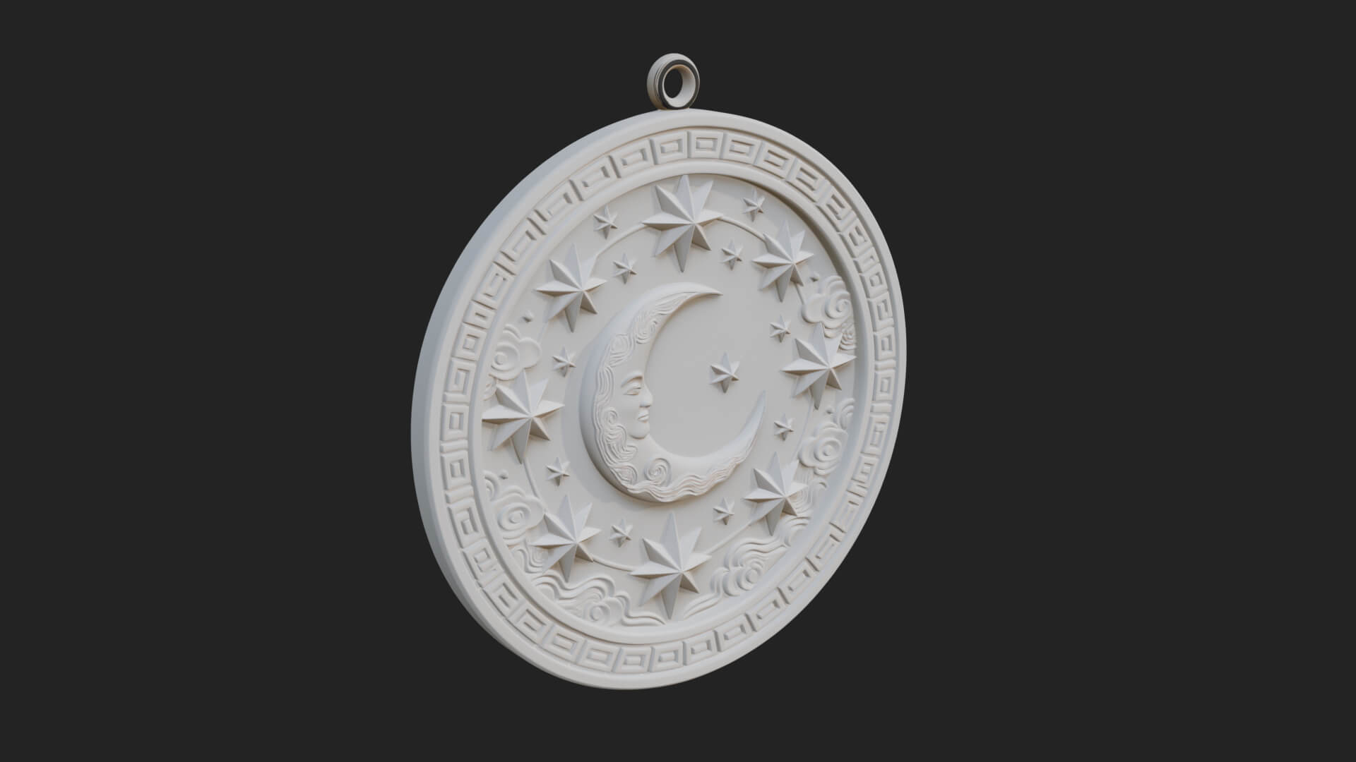 Star Crescent Moon Disc Plaque Design 5 3D Print Model 3D Model
