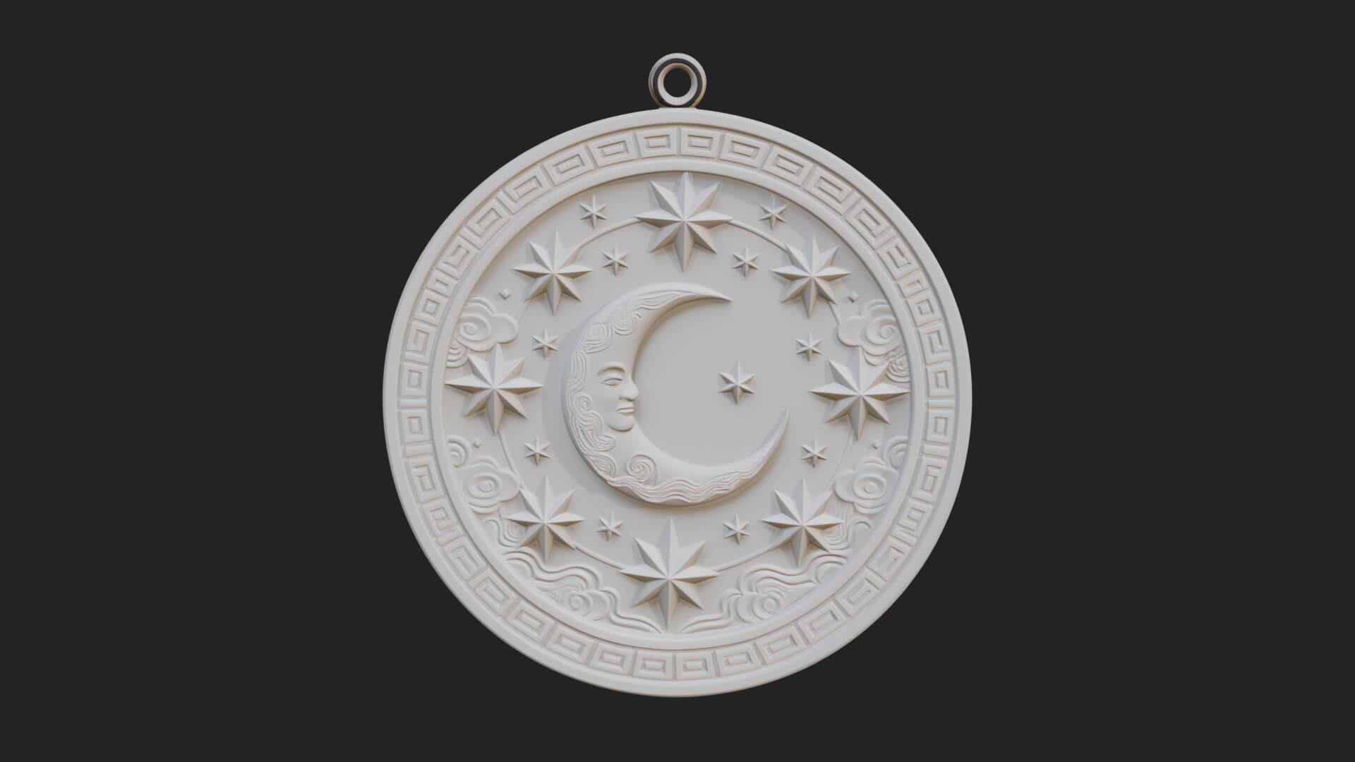 Star Crescent Moon Disc Plaque Design 5 3D Print Model 3D Model