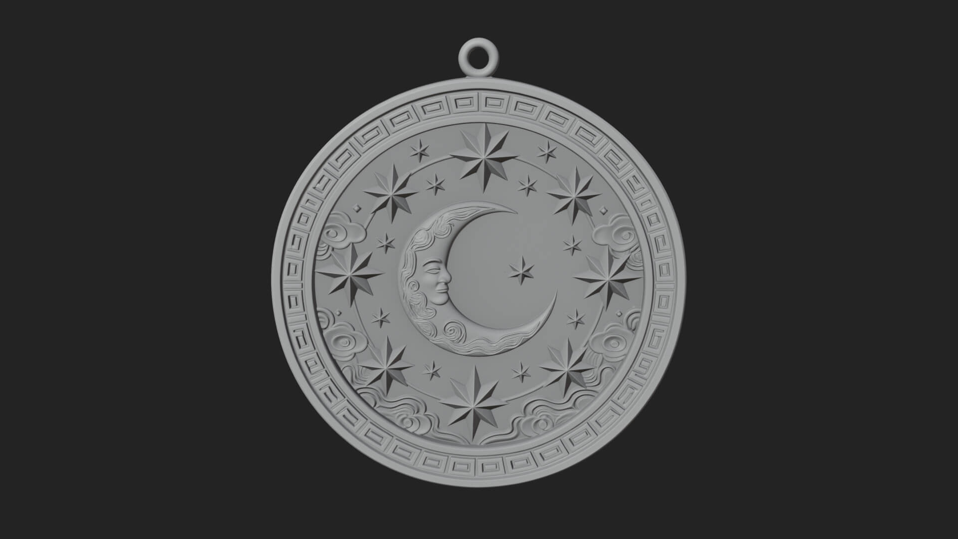 Star Crescent Moon Disc Plaque Design 5 3D Print Model 3D Model