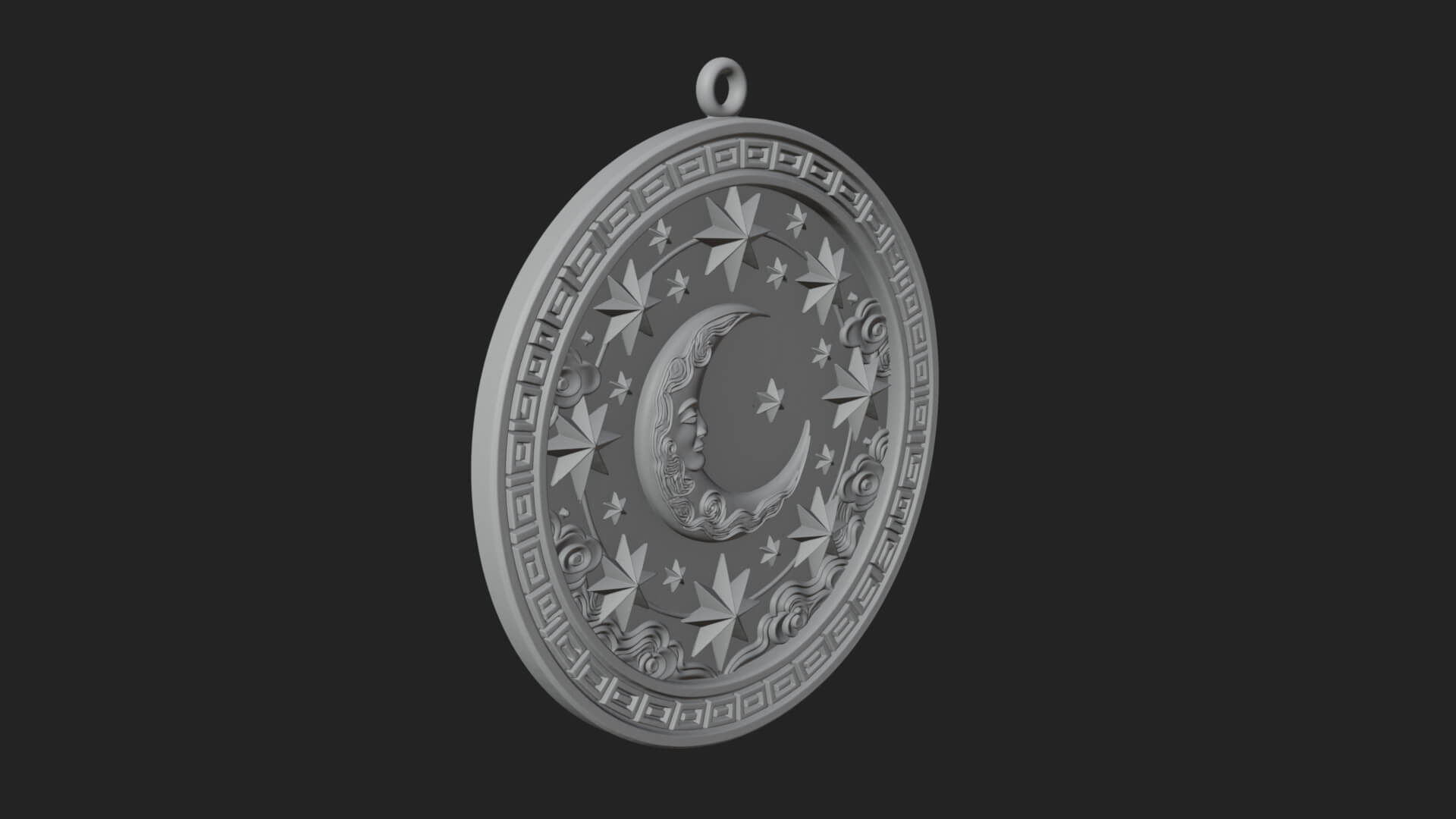 Star Crescent Moon Disc Plaque Design 5 3D Print Model 3D Model