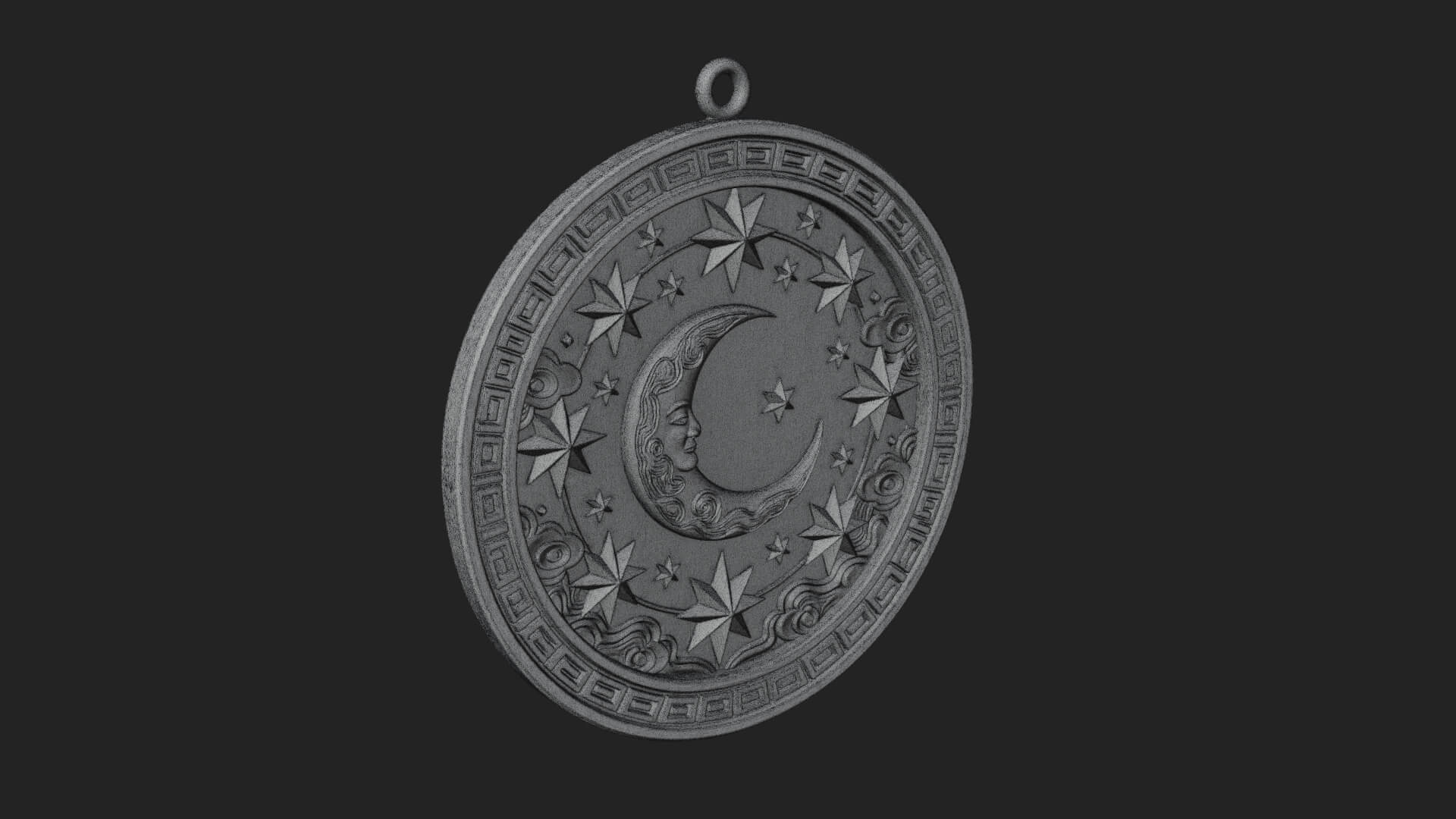 Star Crescent Moon Disc Plaque Design 5 3D Print Model 3D Model