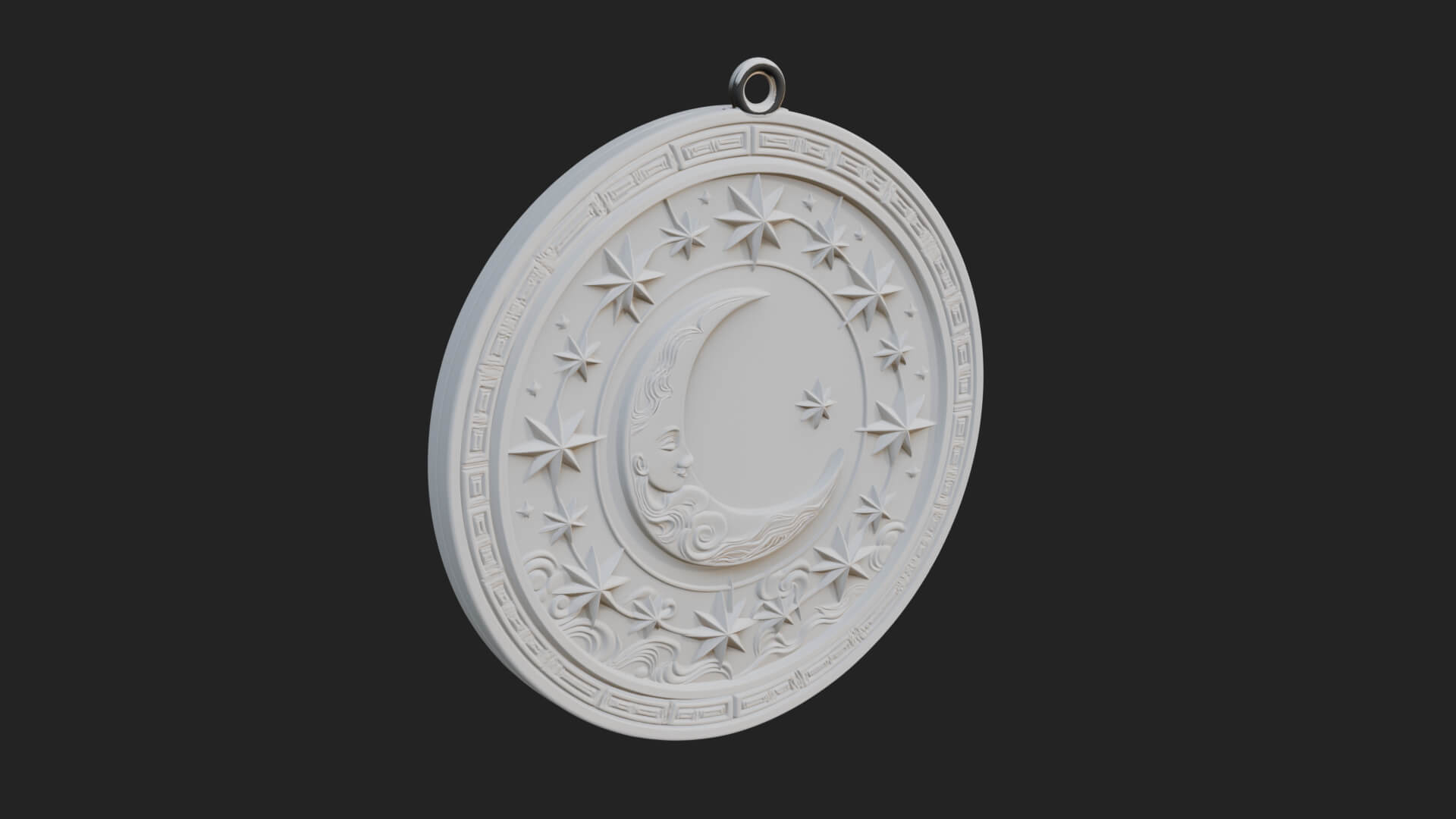 Star Crescent Moon Disc Plaque Design 6 3D Print Model 3D Model