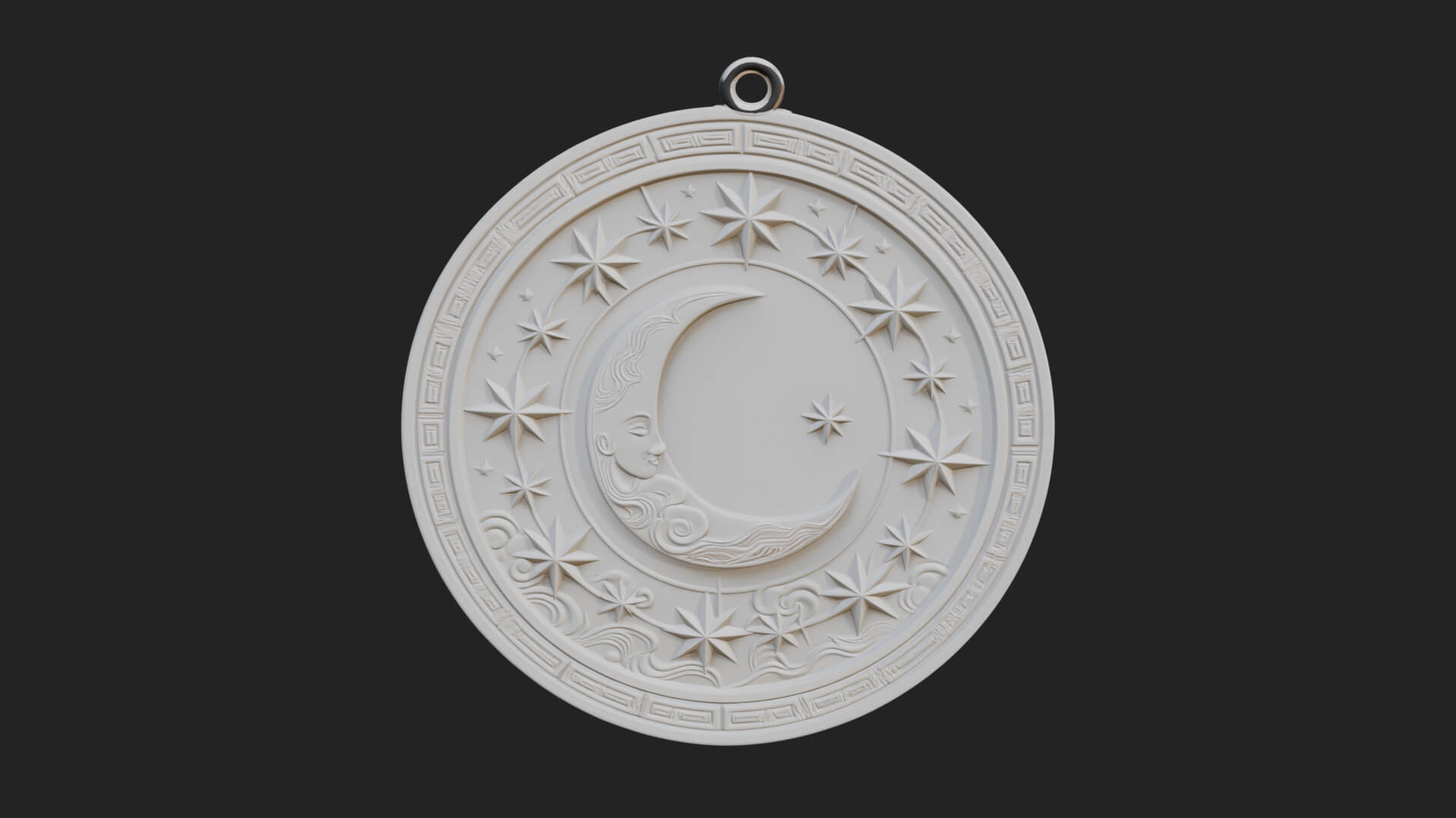 Star Crescent Moon Disc Plaque Design 6 3D Print Model 3D Model