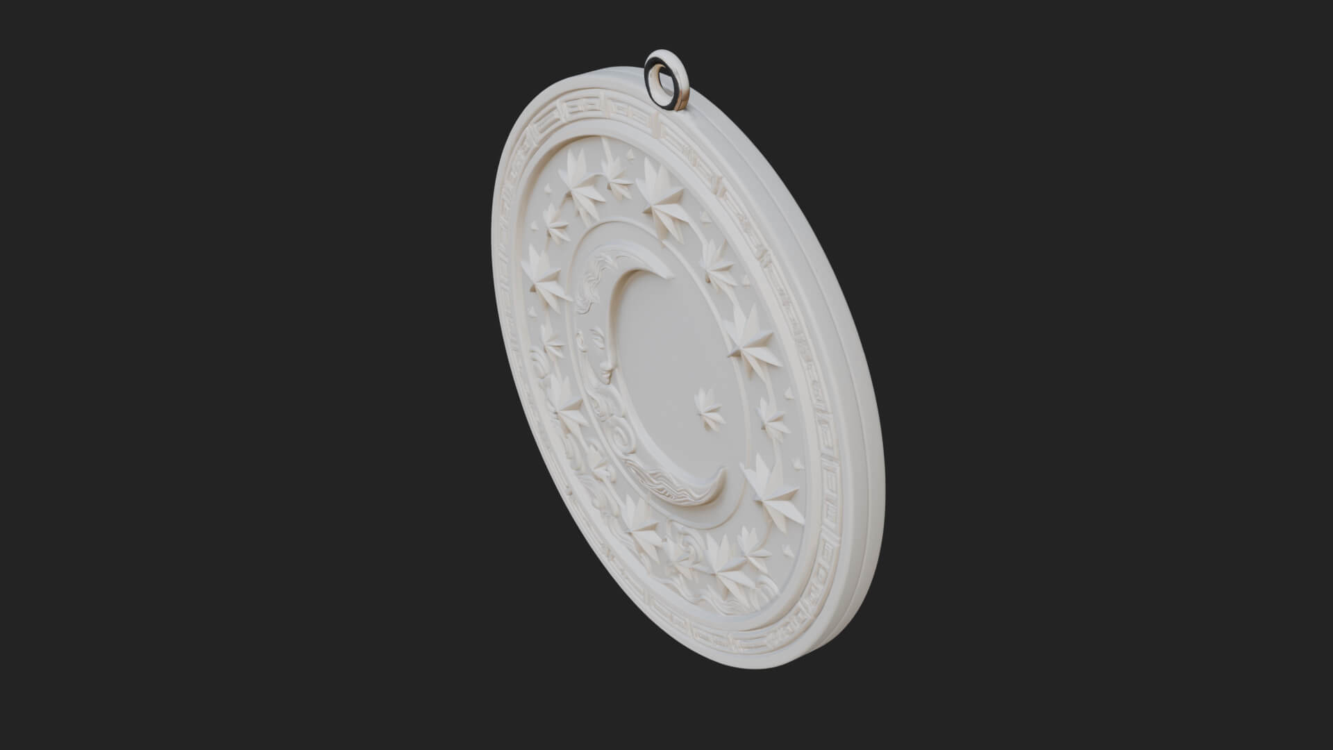 Star Crescent Moon Disc Plaque Design 6 3D Print Model 3D Model