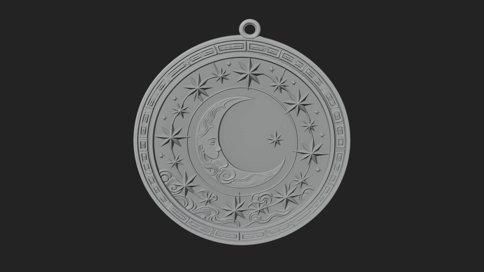 Star Crescent Moon Disc Plaque Design 6 3D Print Model 3D Model