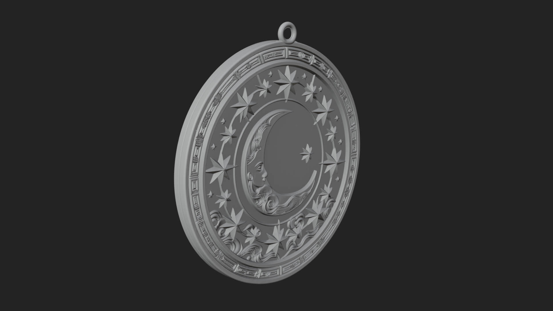 Star Crescent Moon Disc Plaque Design 6 3D Print Model 3D Model