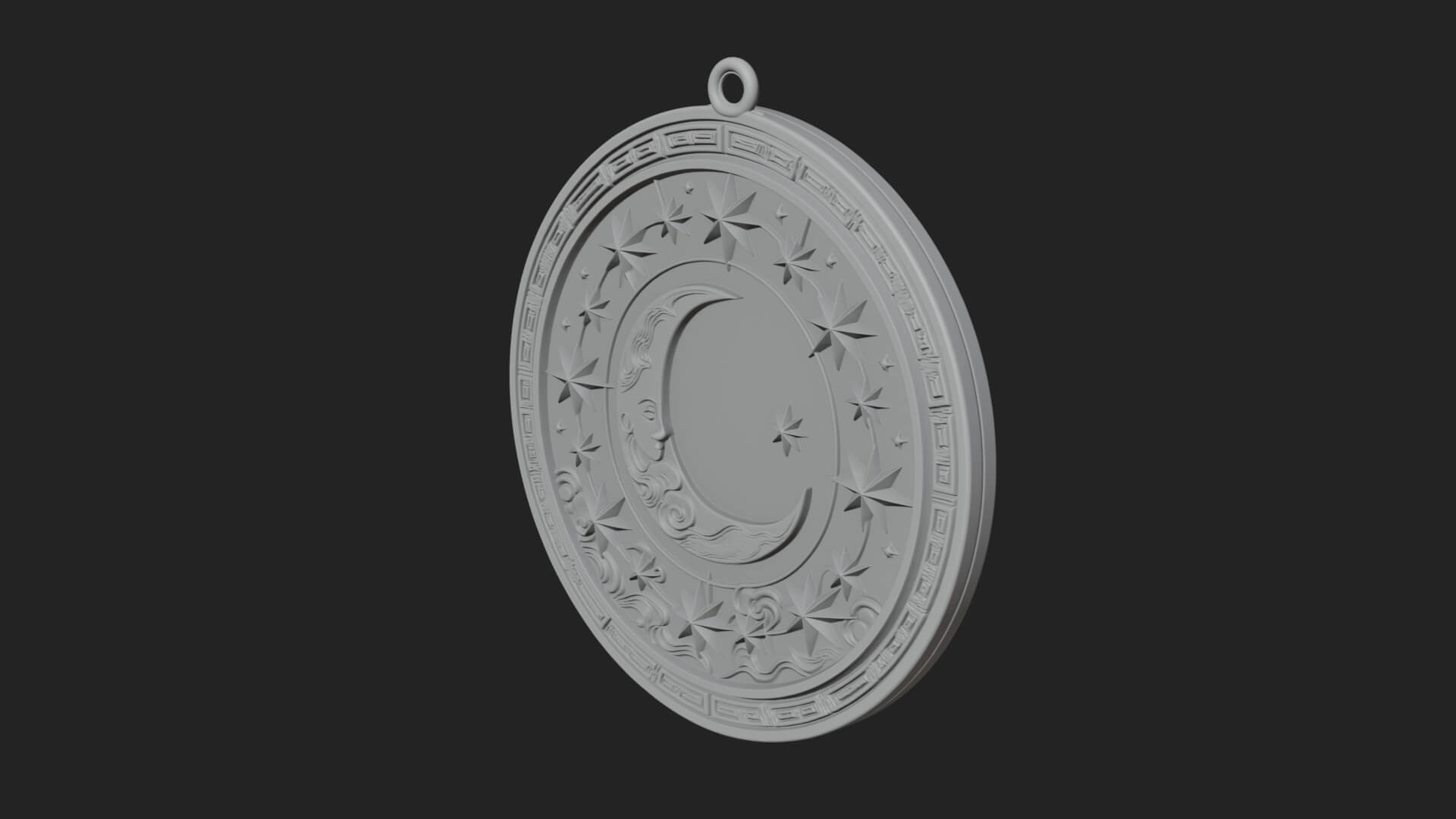 Star Crescent Moon Disc Plaque Design 6 3D Print Model 3D Model