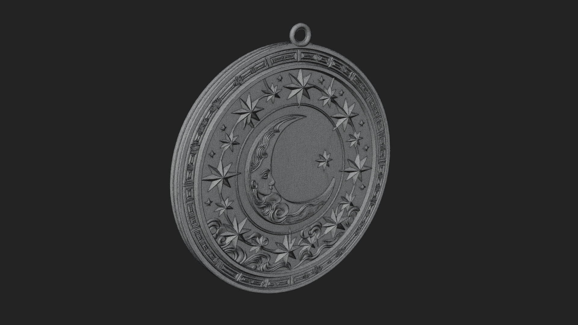 Star Crescent Moon Disc Plaque Design 6 3D Print Model 3D Model