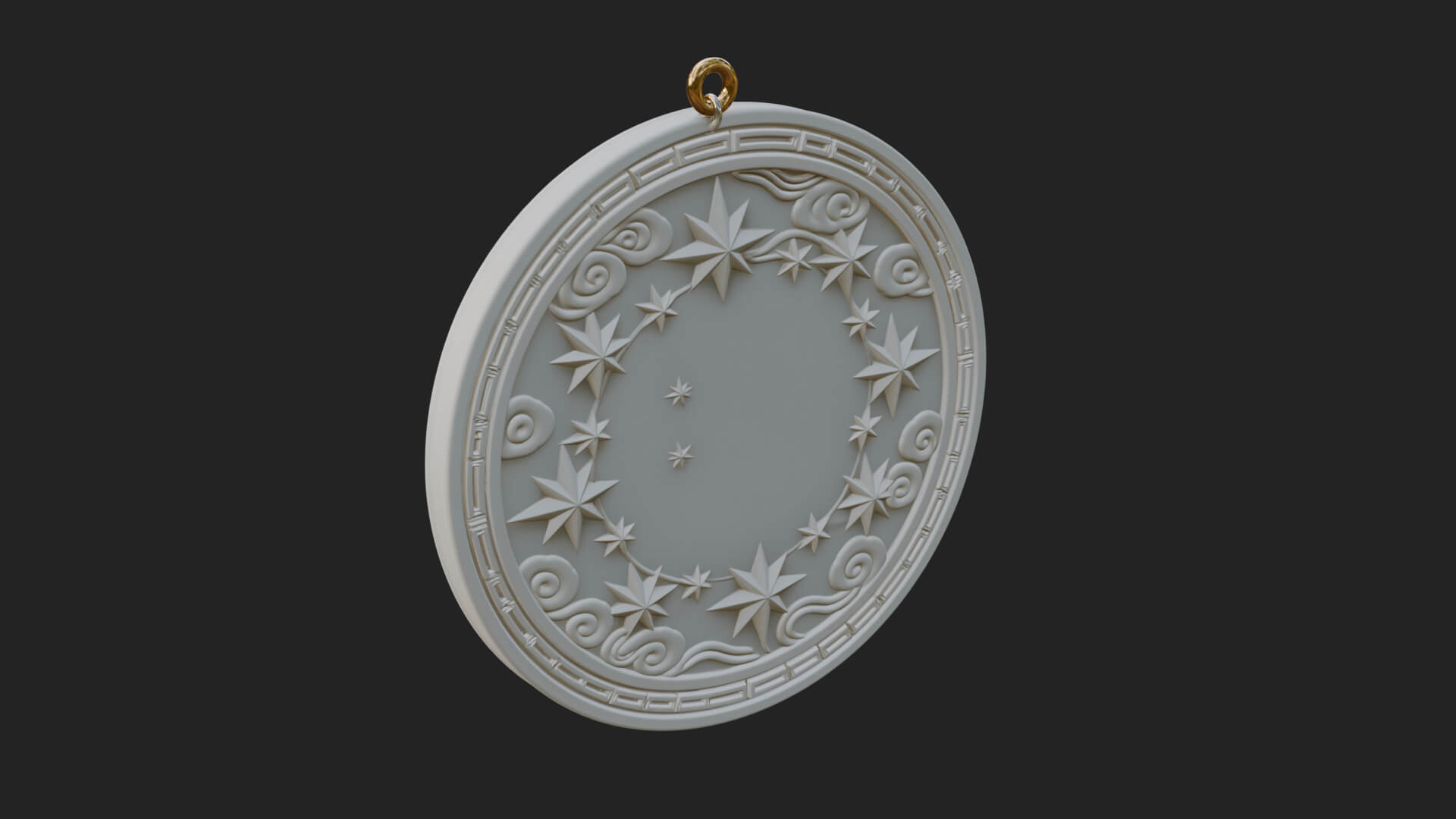 Star Crescent Moon Disc Plaque Design 7 3D Print Model 3D Model