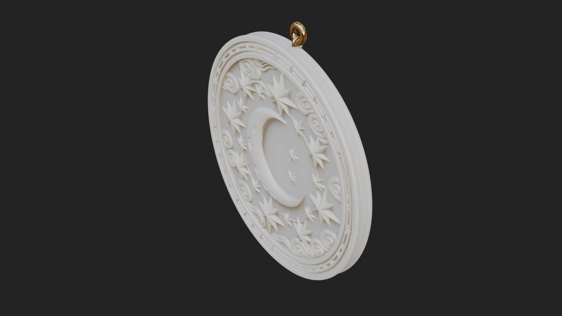 Star Crescent Moon Disc Plaque Design 7 3D Print Model 3D Model