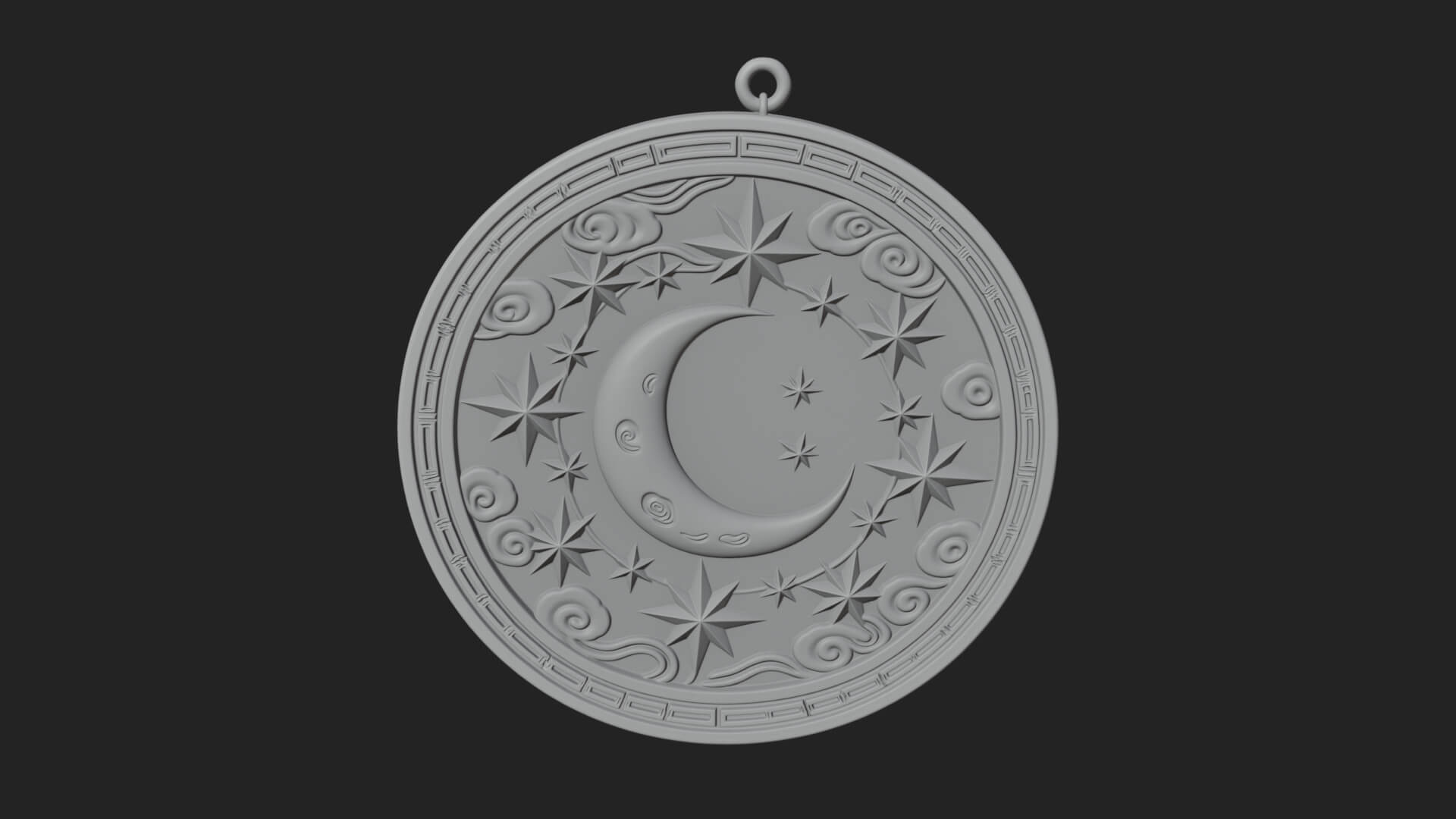 Star Crescent Moon Disc Plaque Design 7 3D Print Model 3D Model