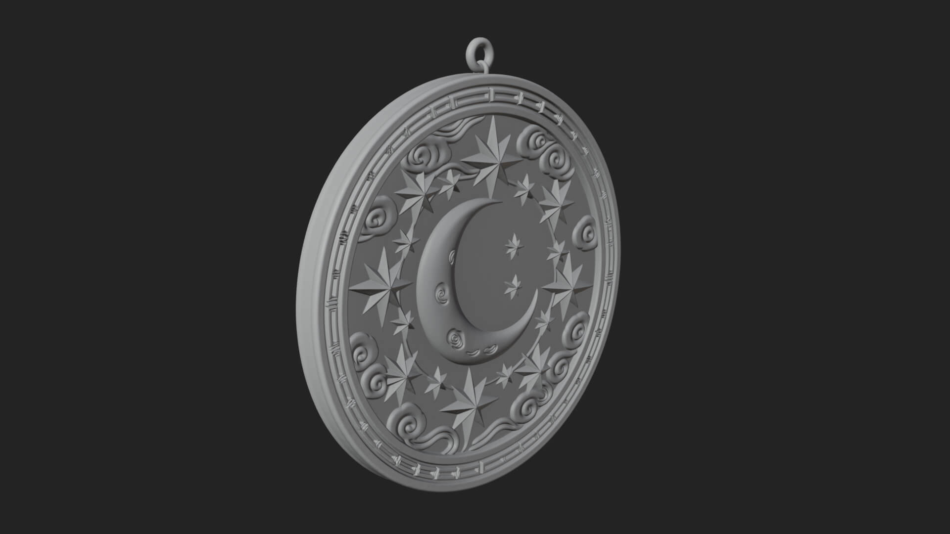 Star Crescent Moon Disc Plaque Design 7 3D Print Model 3D Model