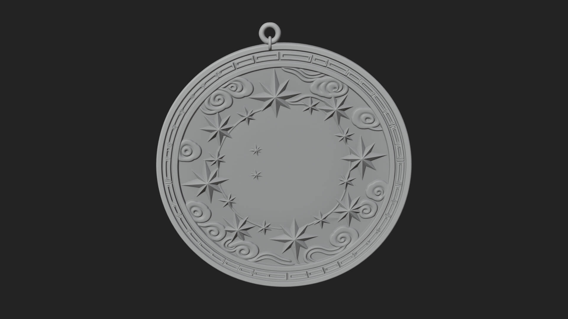 Star Crescent Moon Disc Plaque Design 7 3D Print Model 3D Model