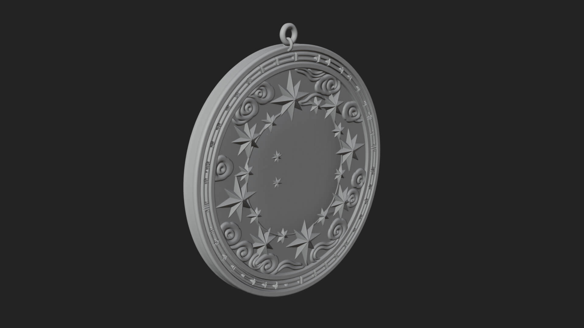 Star Crescent Moon Disc Plaque Design 7 3D Print Model 3D Model