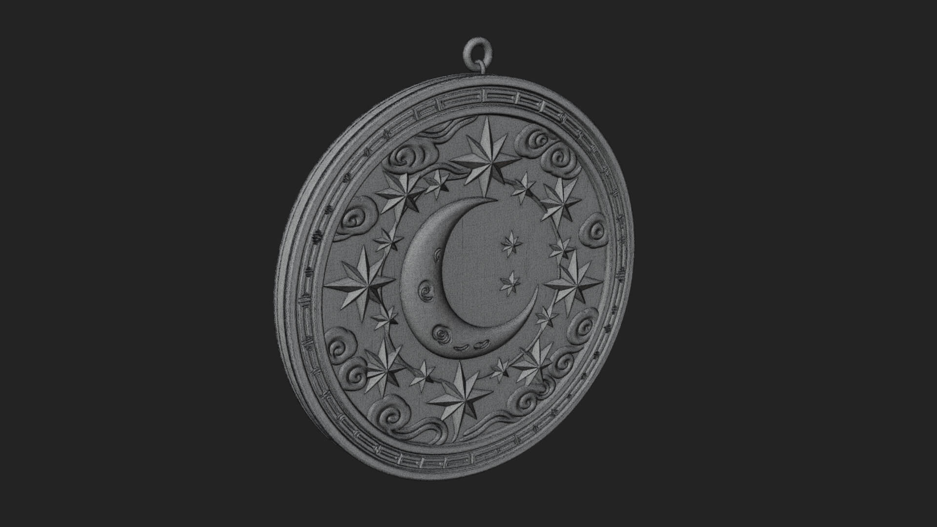 Star Crescent Moon Disc Plaque Design 7 3D Print Model 3D Model