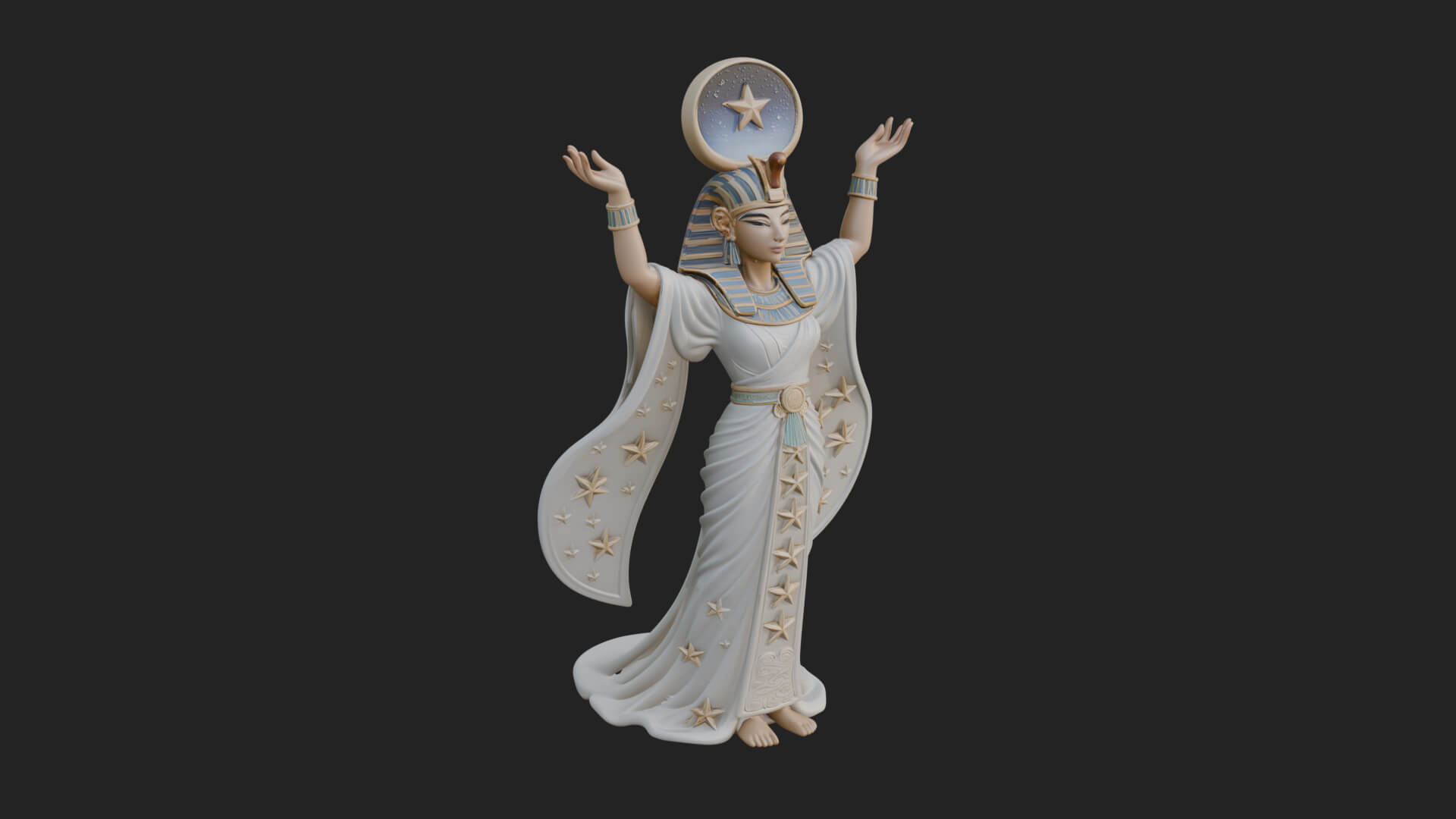 Star Disc Egyptian Goddess Statue Design 1 3D Print Model 3D Model