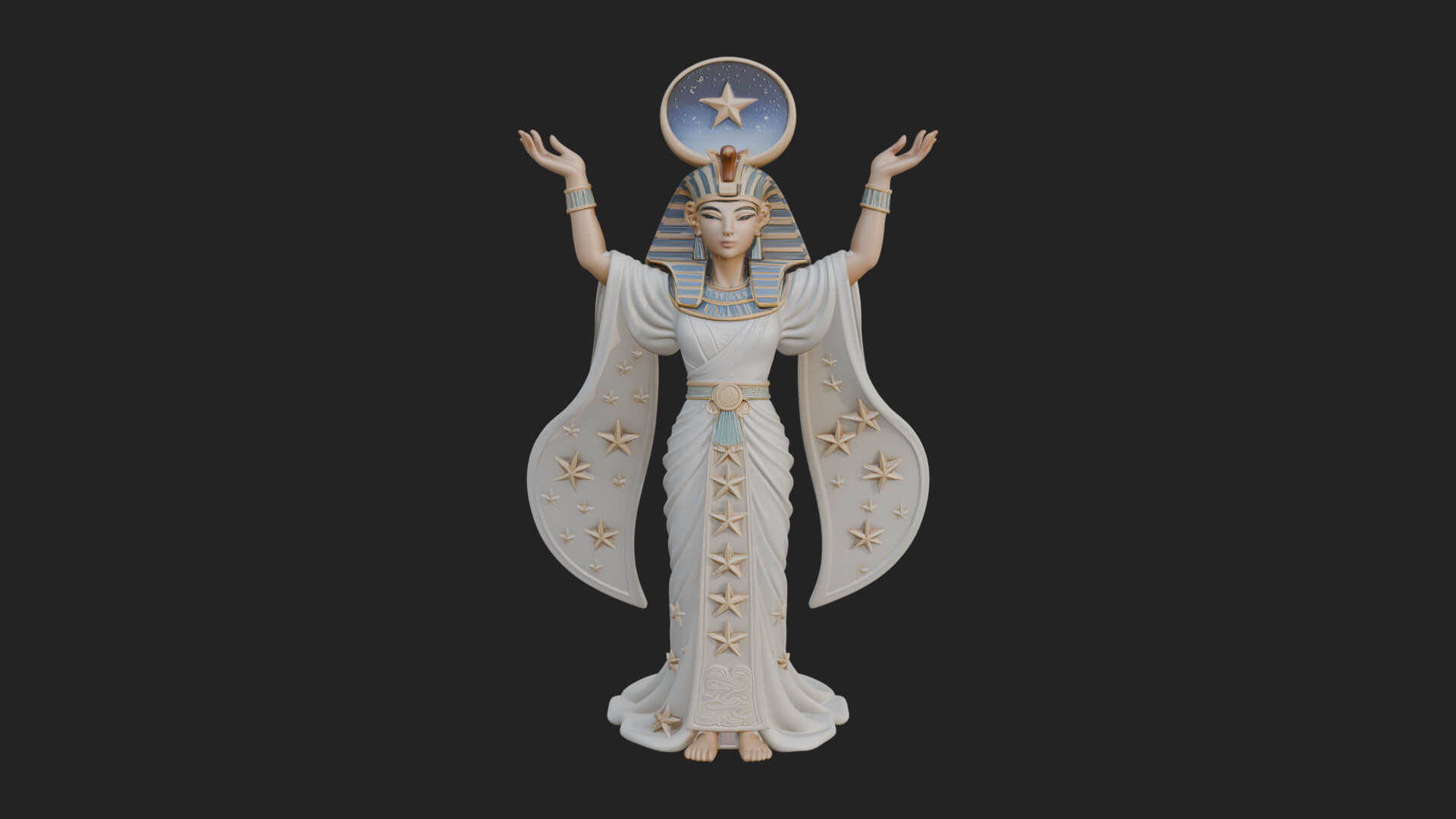 Star Disc Egyptian Goddess Statue Design 1 3D Print Model 3D Model