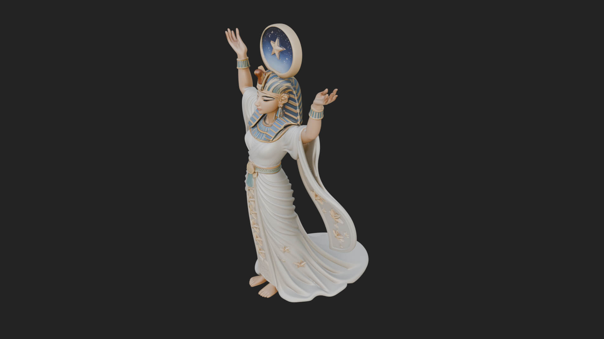 Star Disc Egyptian Goddess Statue Design 1 3D Print Model 3D Model