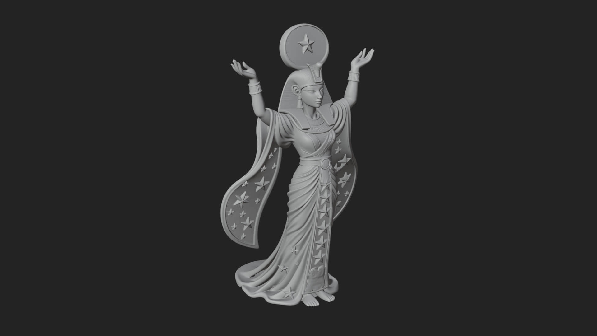 Star Disc Egyptian Goddess Statue Design 1 3D Print Model 3D Model