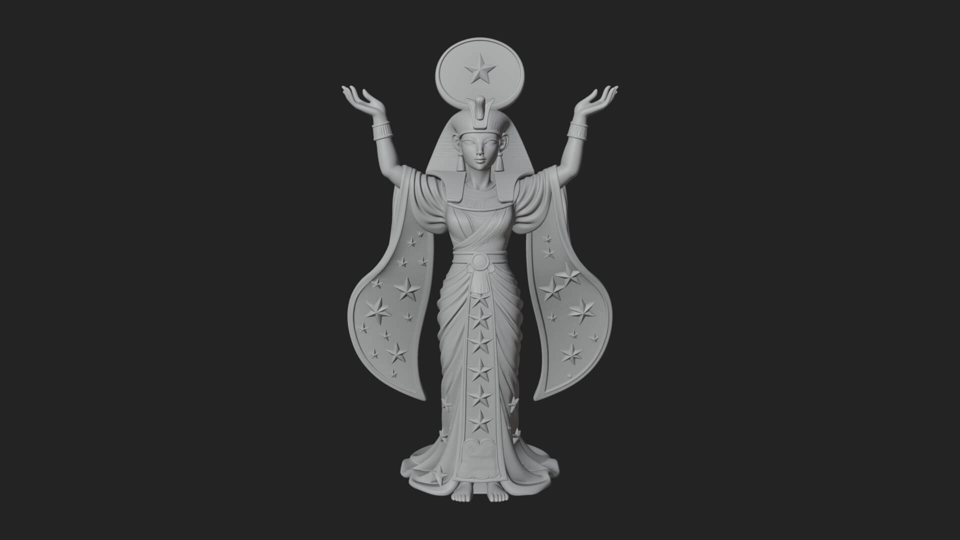 Star Disc Egyptian Goddess Statue Design 1 3D Print Model 3D Model