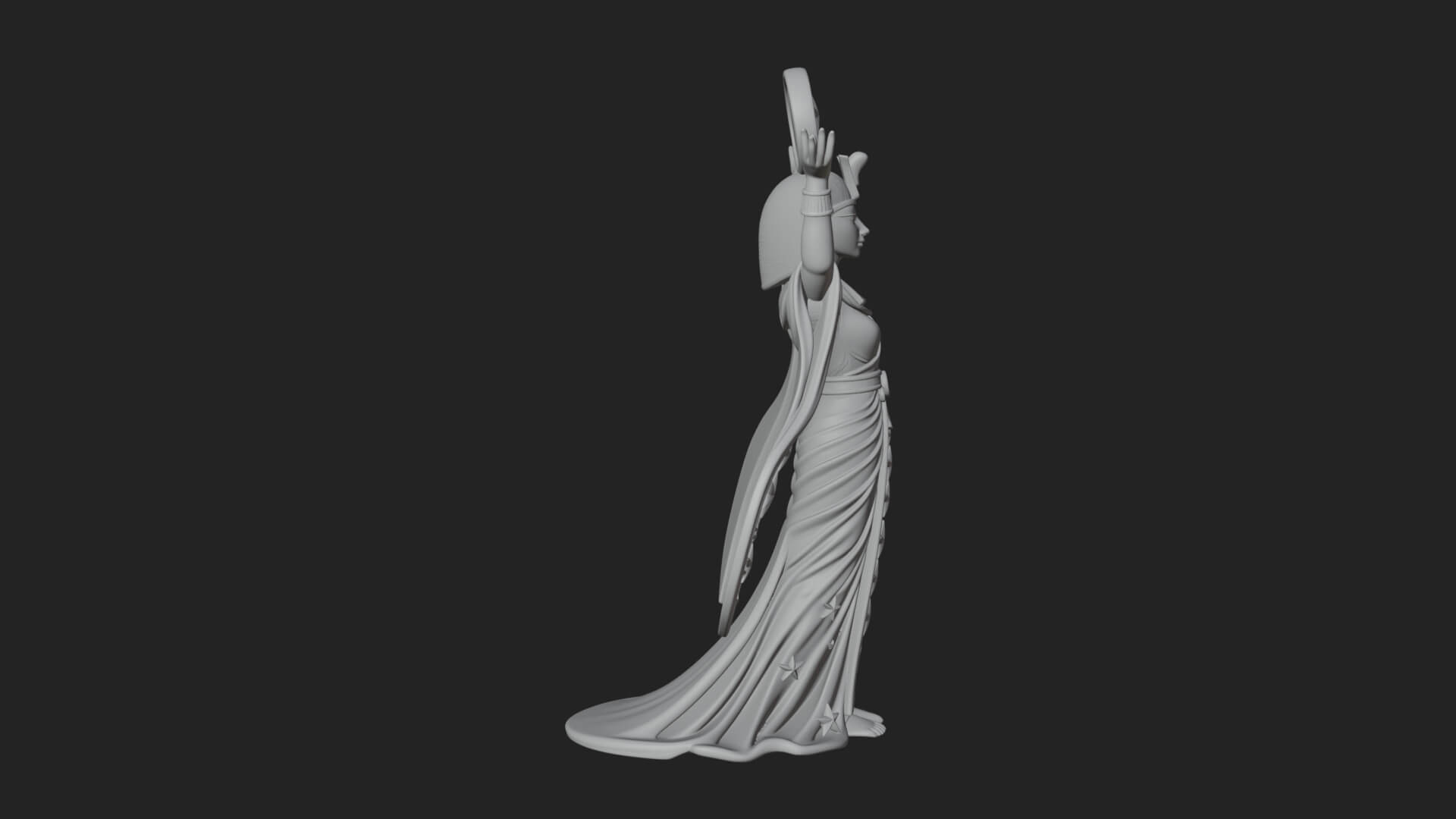 Star Disc Egyptian Goddess Statue Design 1 3D Print Model 3D Model