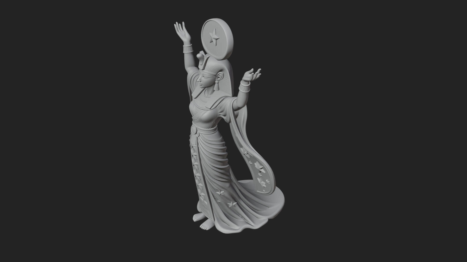 Star Disc Egyptian Goddess Statue Design 1 3D Print Model 3D Model