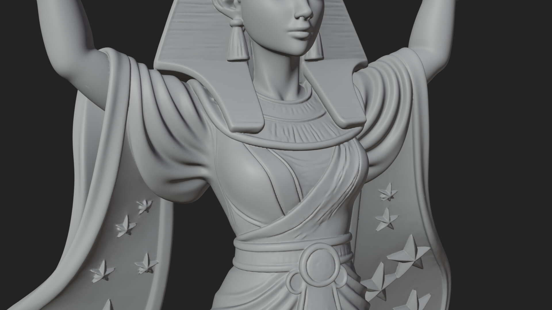 Star Disc Egyptian Goddess Statue Design 1 3D Print Model 3D Model