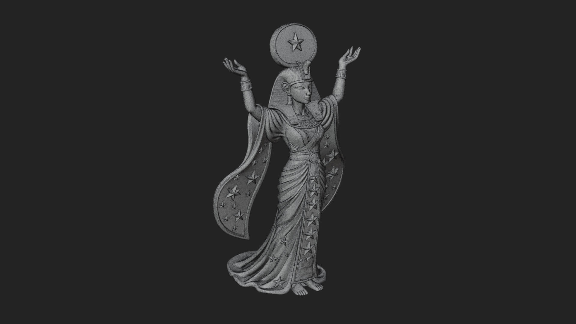 Star Disc Egyptian Goddess Statue Design 1 3D Print Model 3D Model