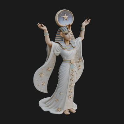 Star Disc Egyptian Goddess Statue Design 1 3D Print Model