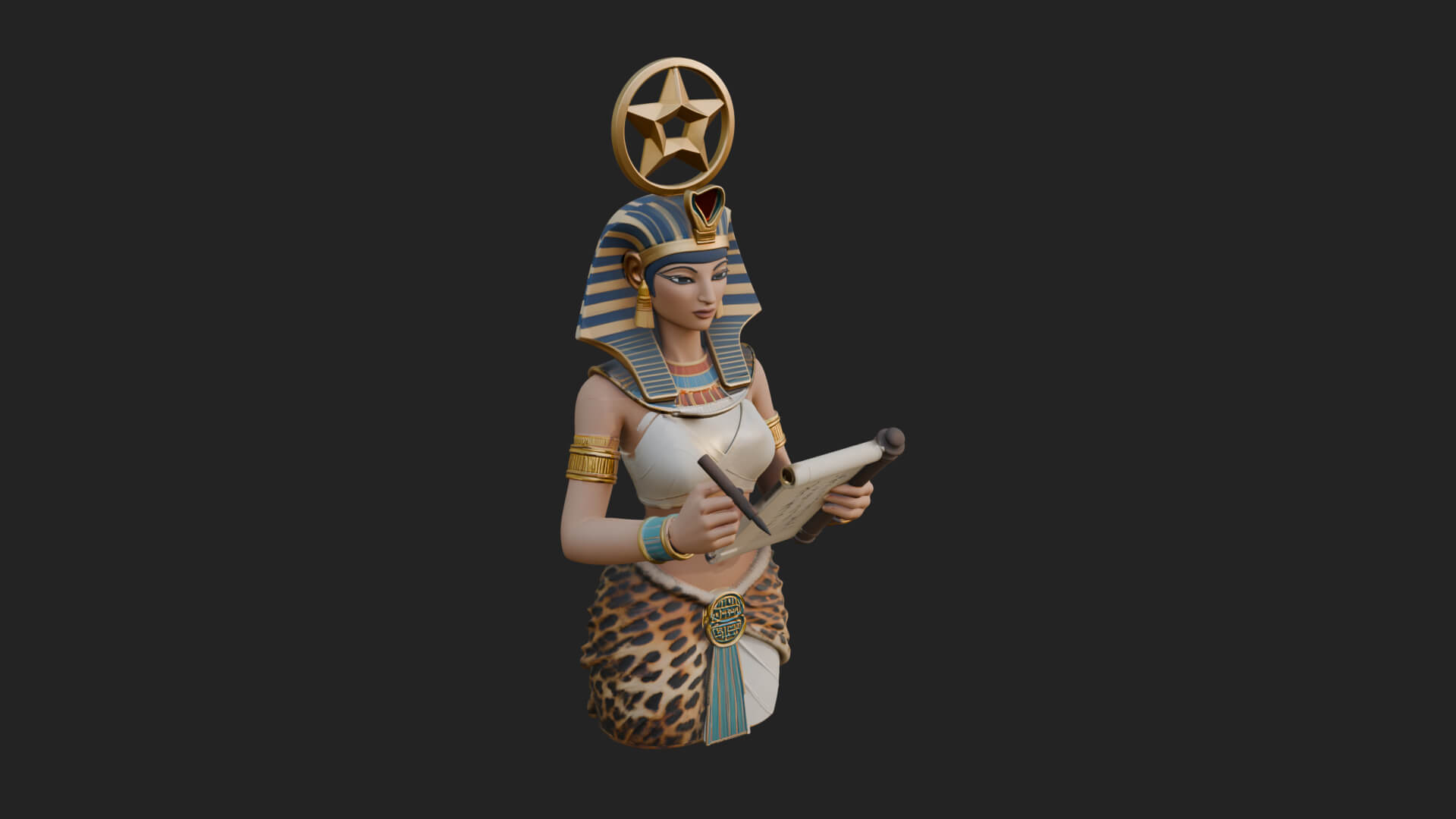 Star Disc Egyptian Goddess Statue Design 2 3D Print Model 3D Model