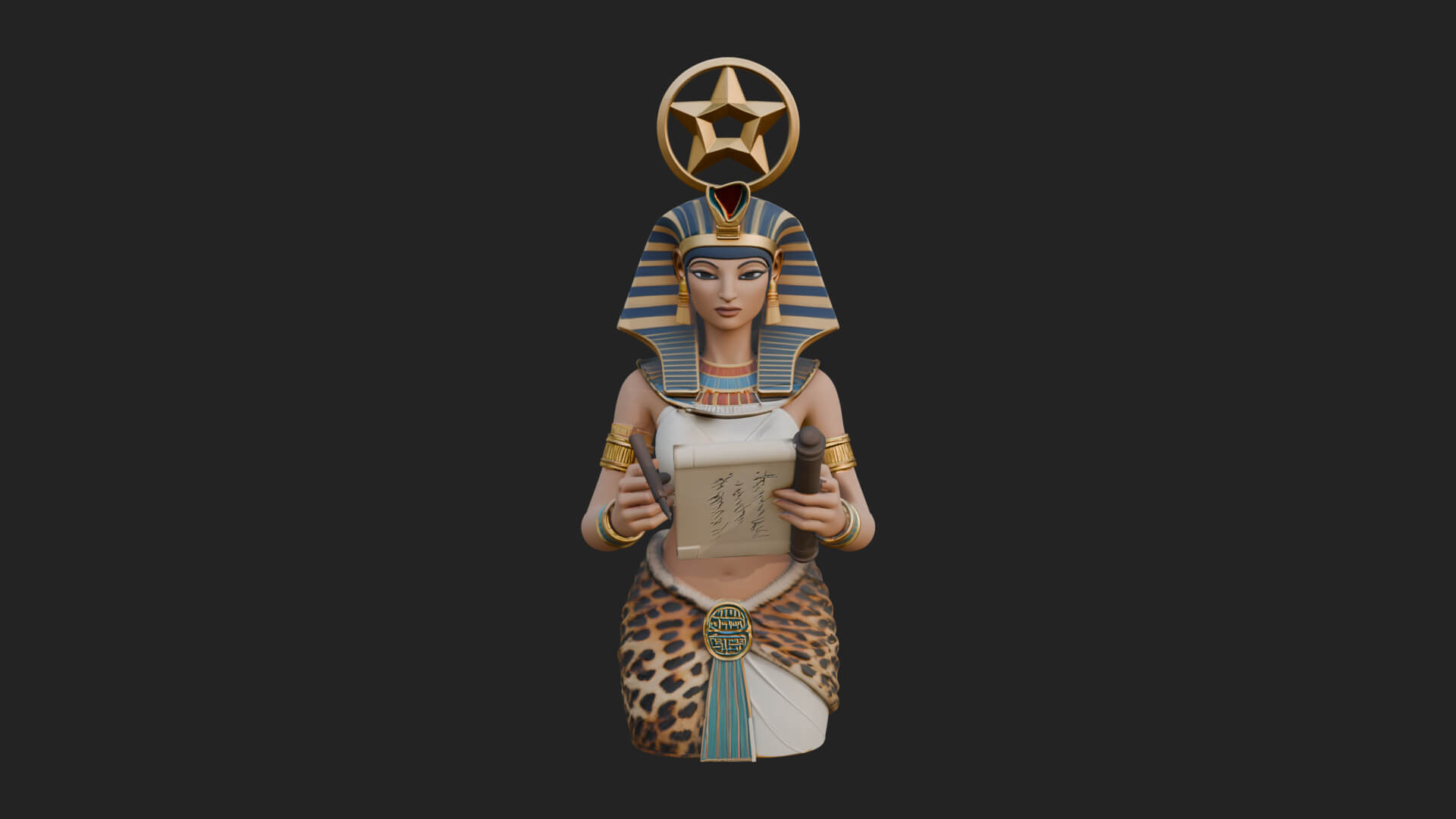 Star Disc Egyptian Goddess Statue Design 2 3D Print Model 3D Model