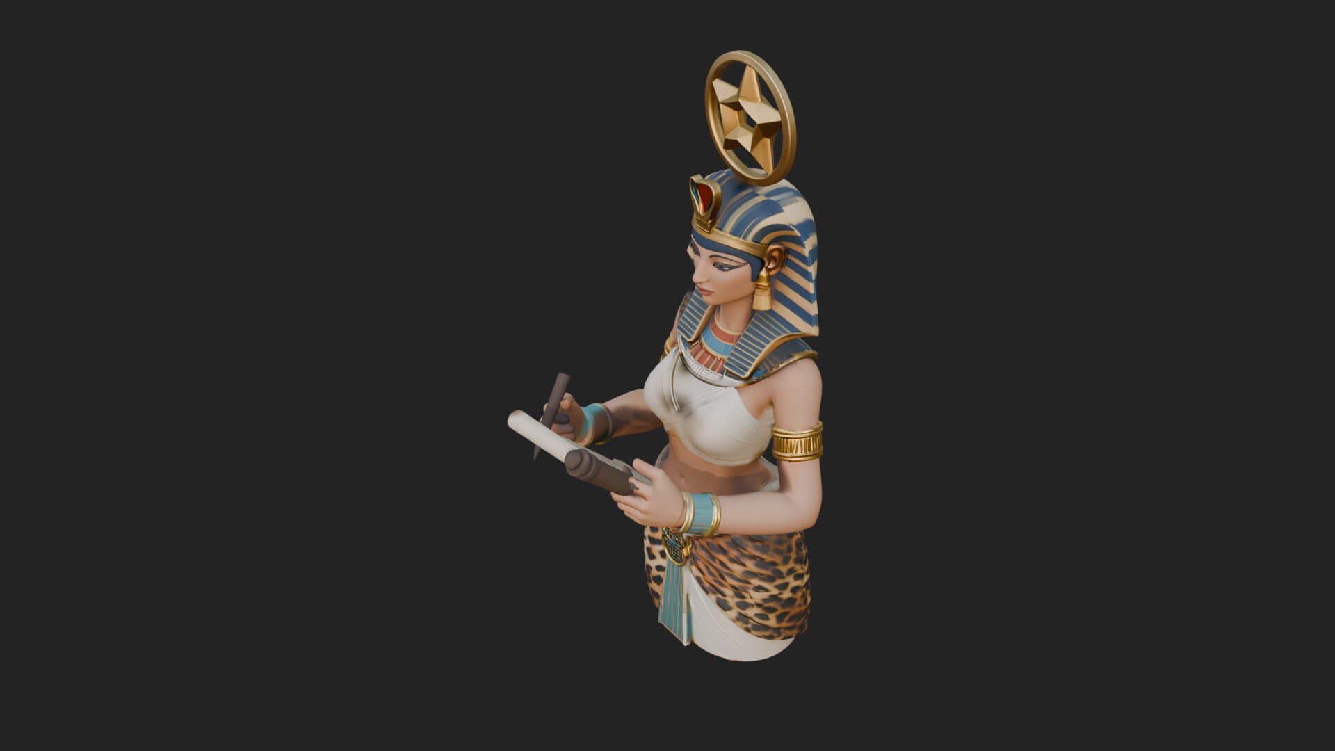 Star Disc Egyptian Goddess Statue Design 2 3D Print Model 3D Model