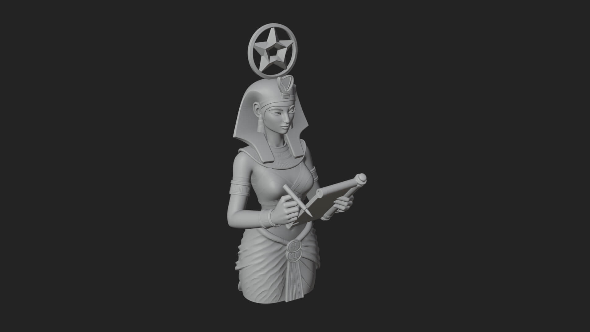 Star Disc Egyptian Goddess Statue Design 2 3D Print Model 3D Model