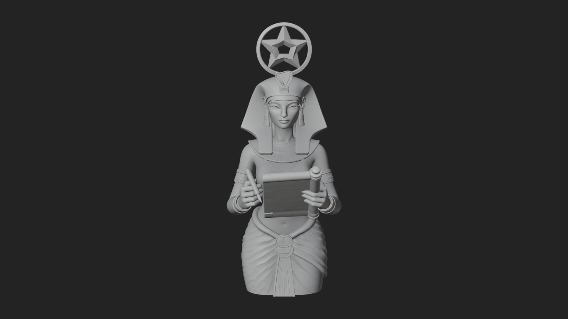 Star Disc Egyptian Goddess Statue Design 2 3D Print Model 3D Model