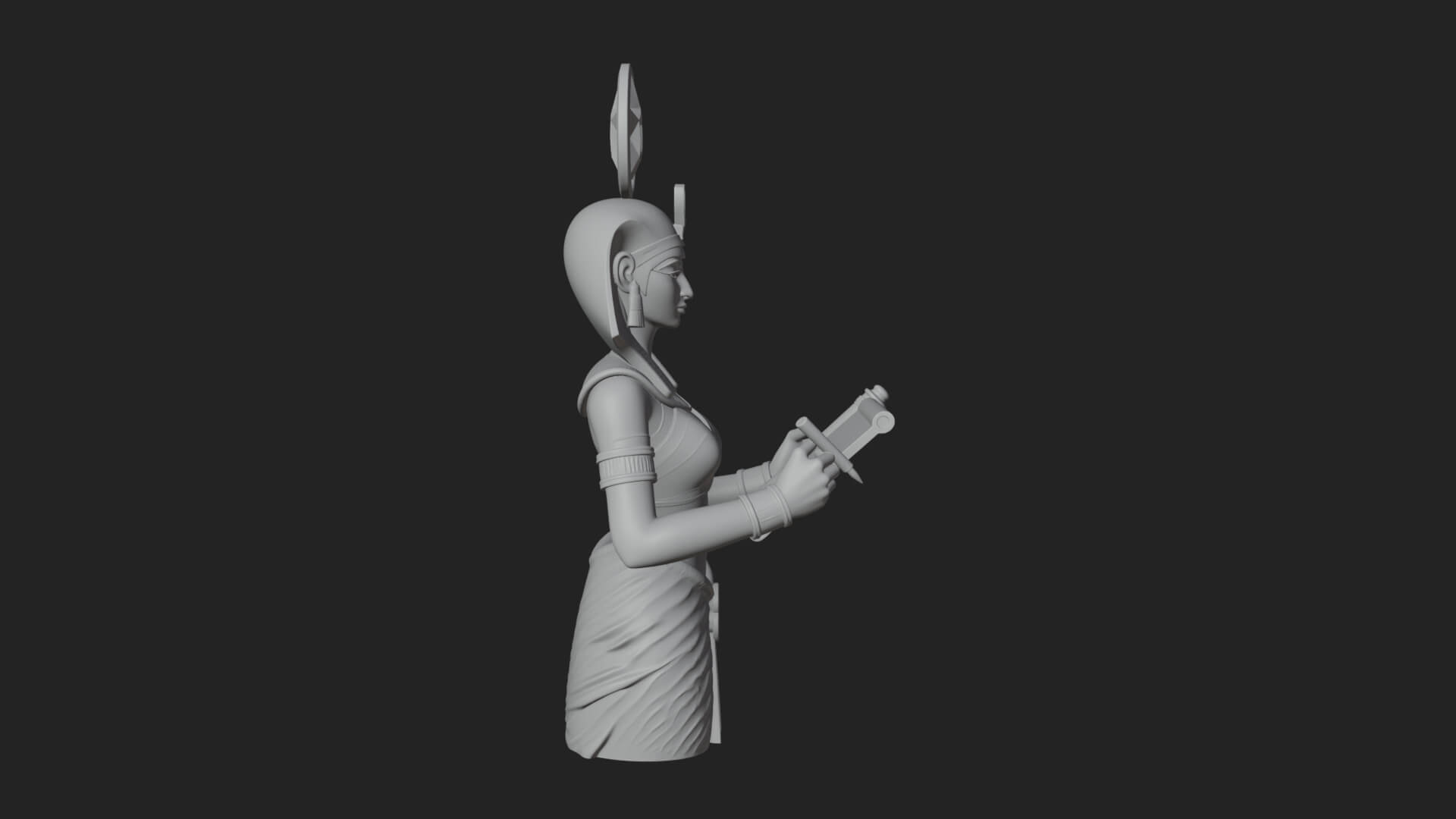 Star Disc Egyptian Goddess Statue Design 2 3D Print Model 3D Model