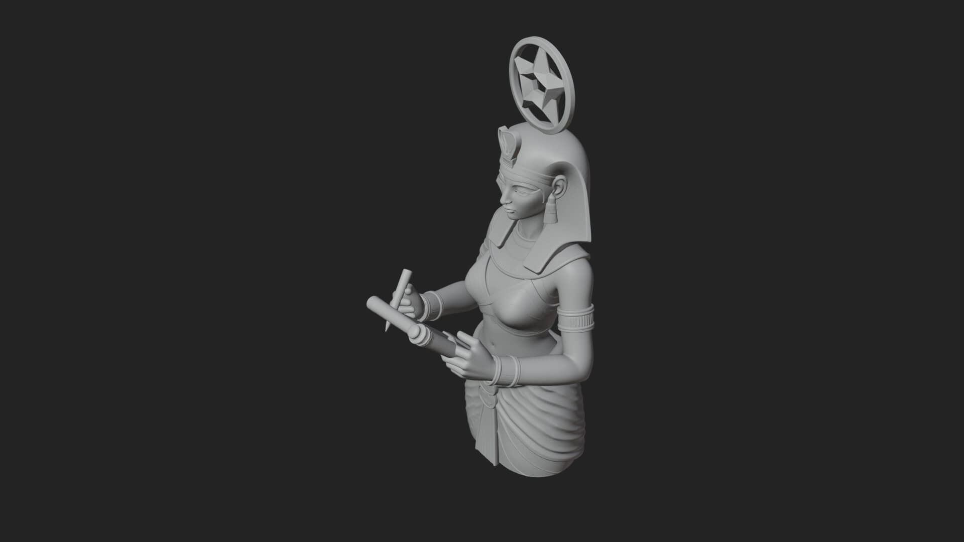 Star Disc Egyptian Goddess Statue Design 2 3D Print Model 3D Model