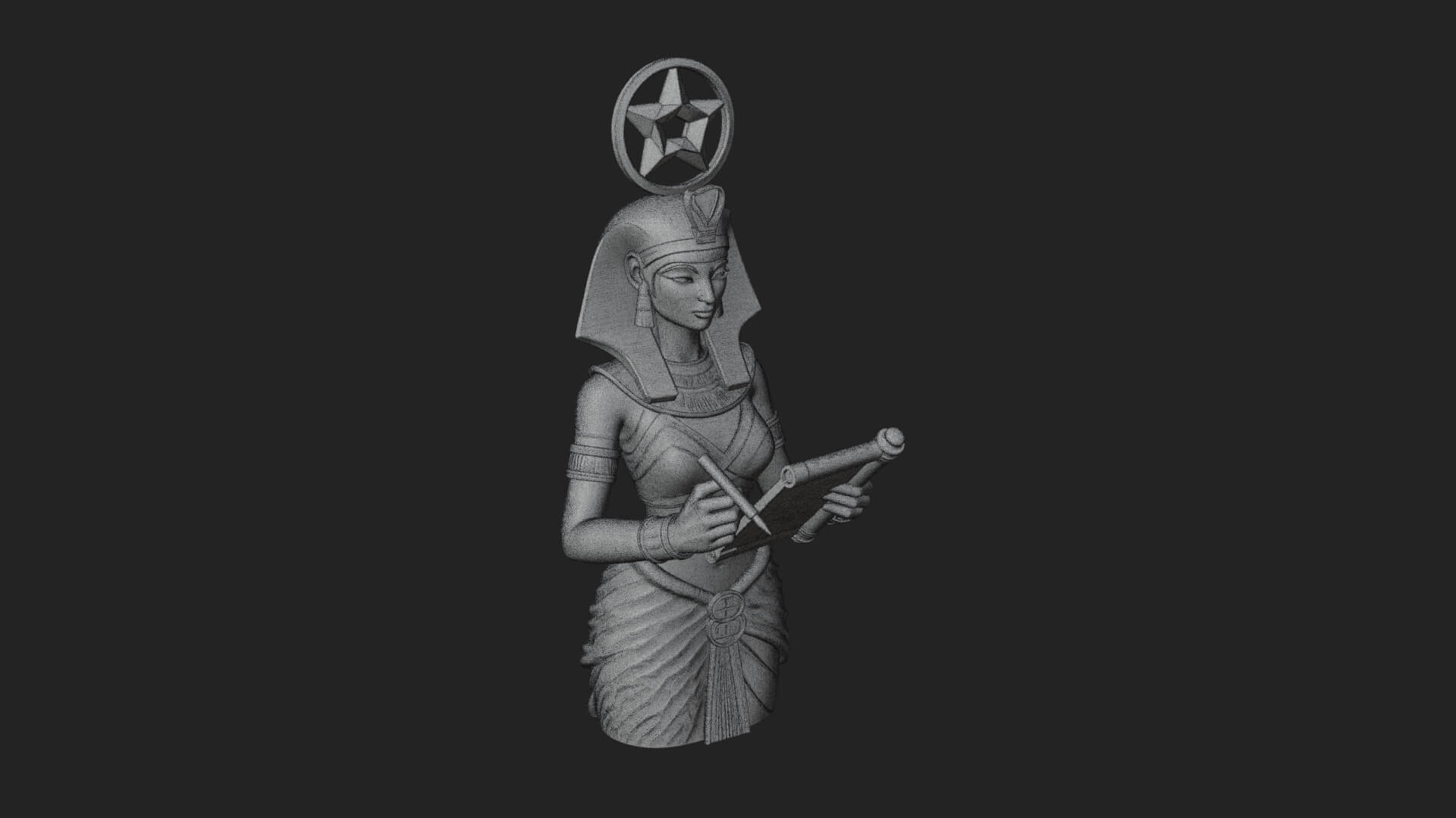 Star Disc Egyptian Goddess Statue Design 2 3D Print Model 3D Model