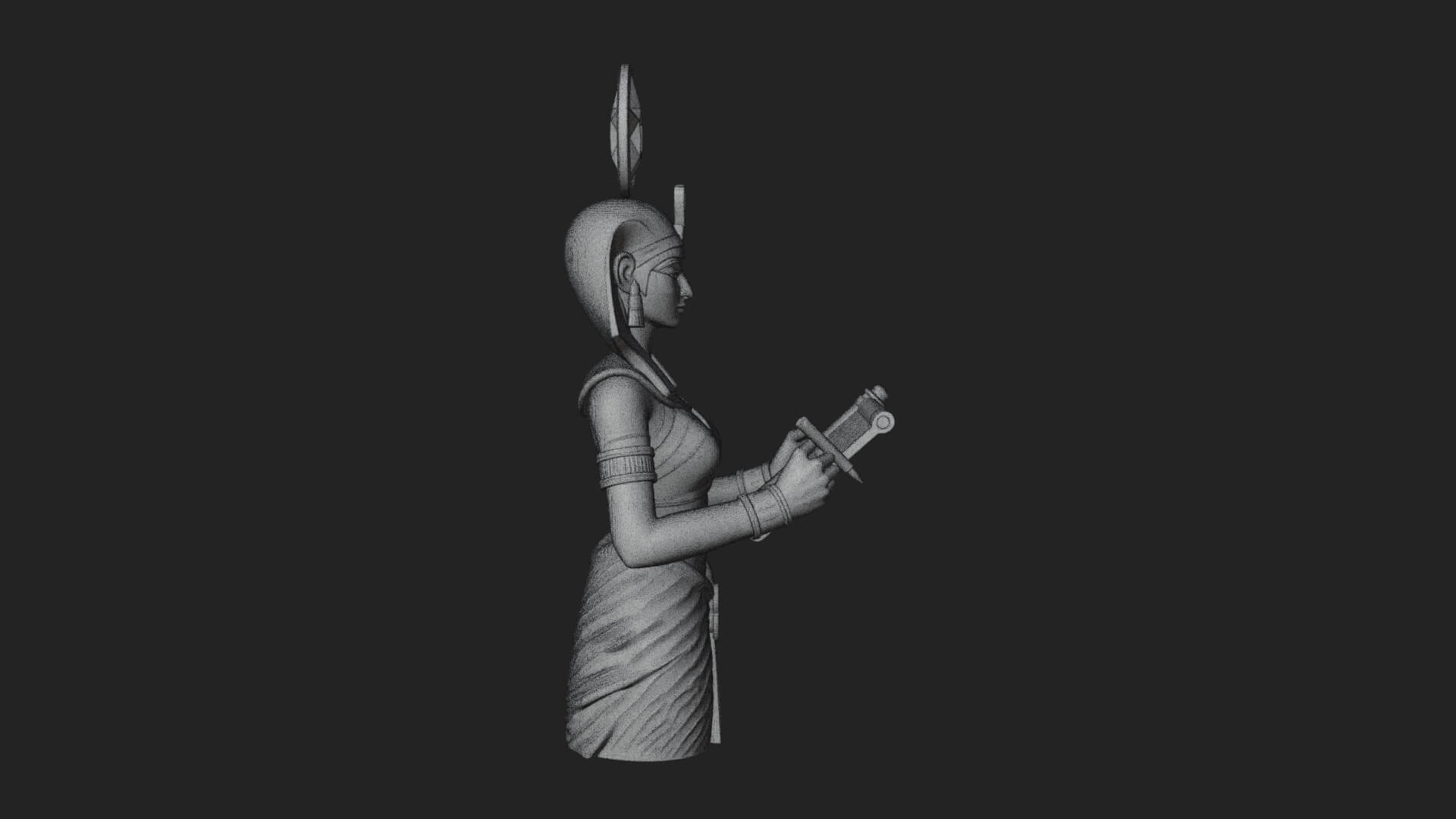 Star Disc Egyptian Goddess Statue Design 2 3D Print Model 3D Model