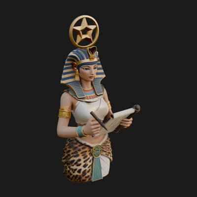 Star Disc Egyptian Goddess Statue Design 2 3D Print Model