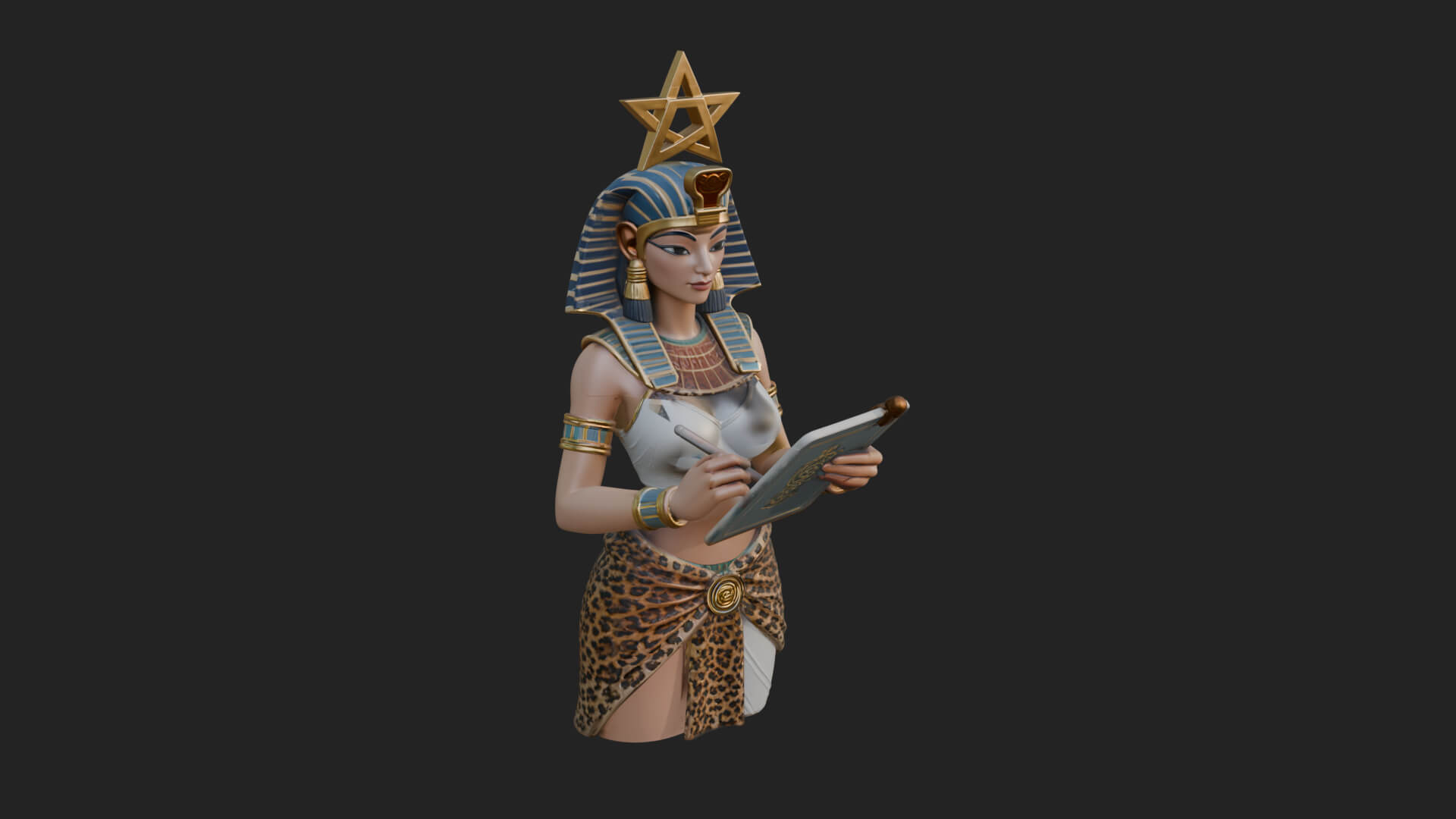 Star Disc Egyptian Goddess Statue Design 3 3D Print Model 3D Model