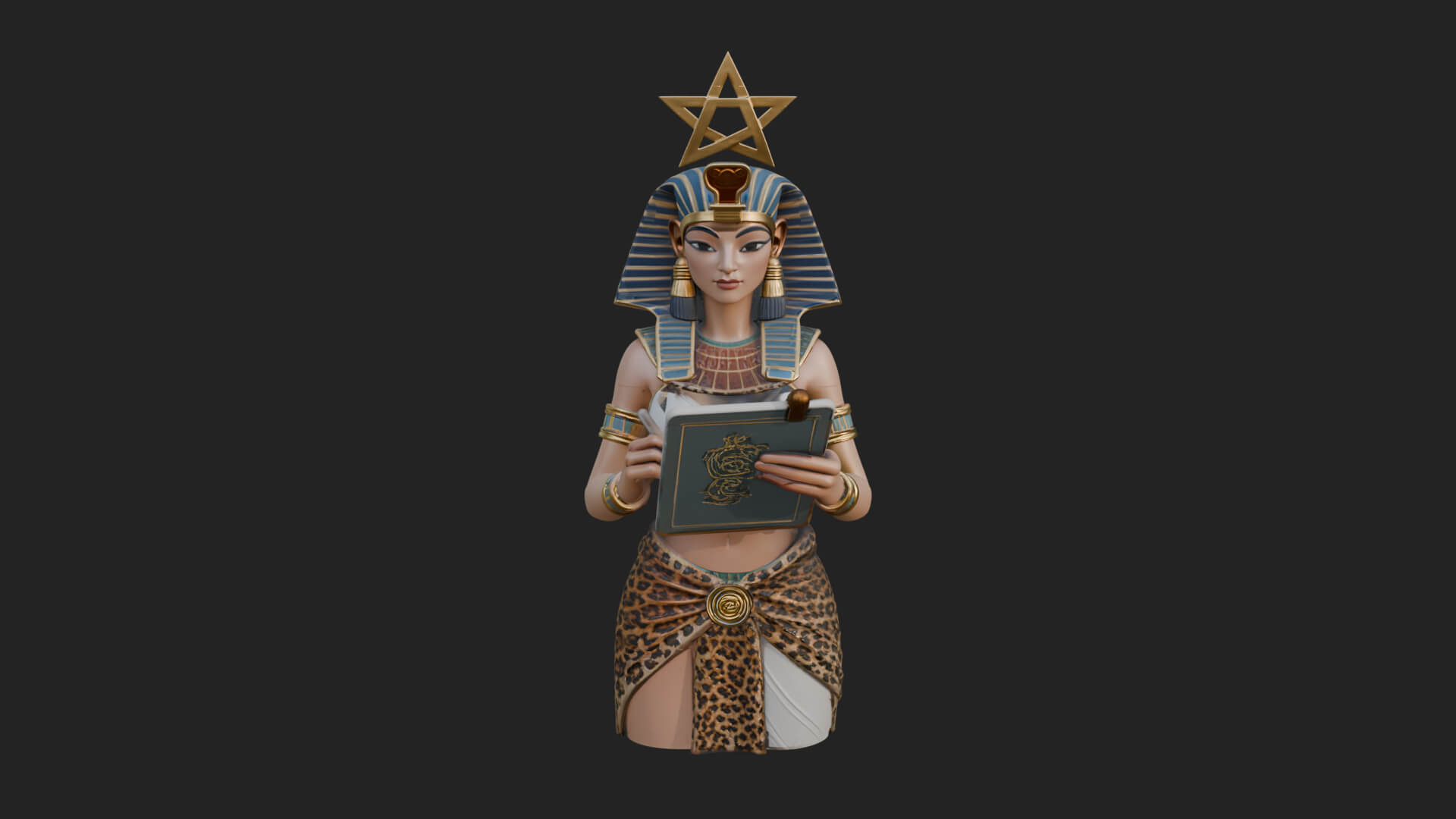Star Disc Egyptian Goddess Statue Design 3 3D Print Model 3D Model