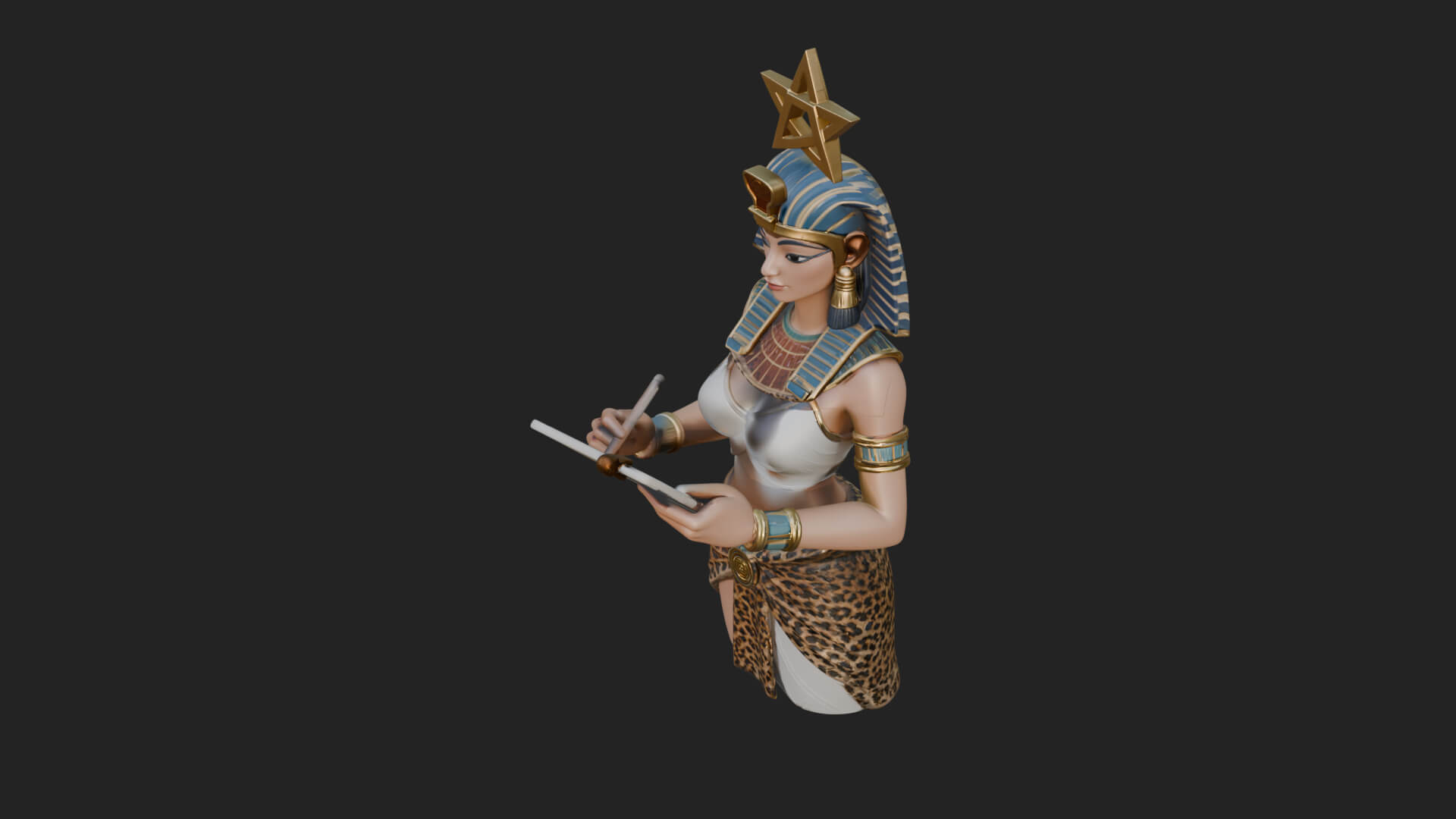 Star Disc Egyptian Goddess Statue Design 3 3D Print Model 3D Model