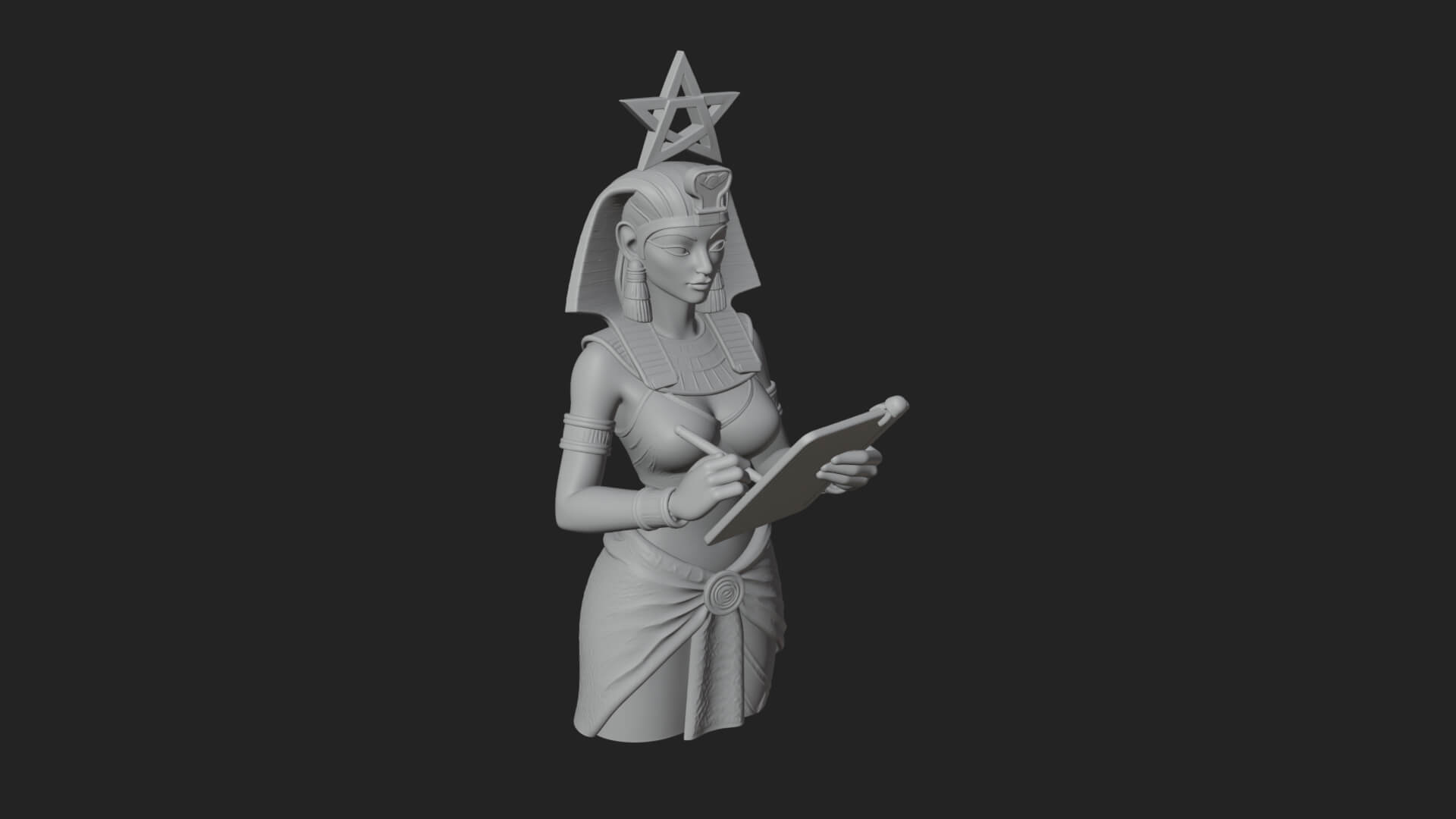 Star Disc Egyptian Goddess Statue Design 3 3D Print Model 3D Model