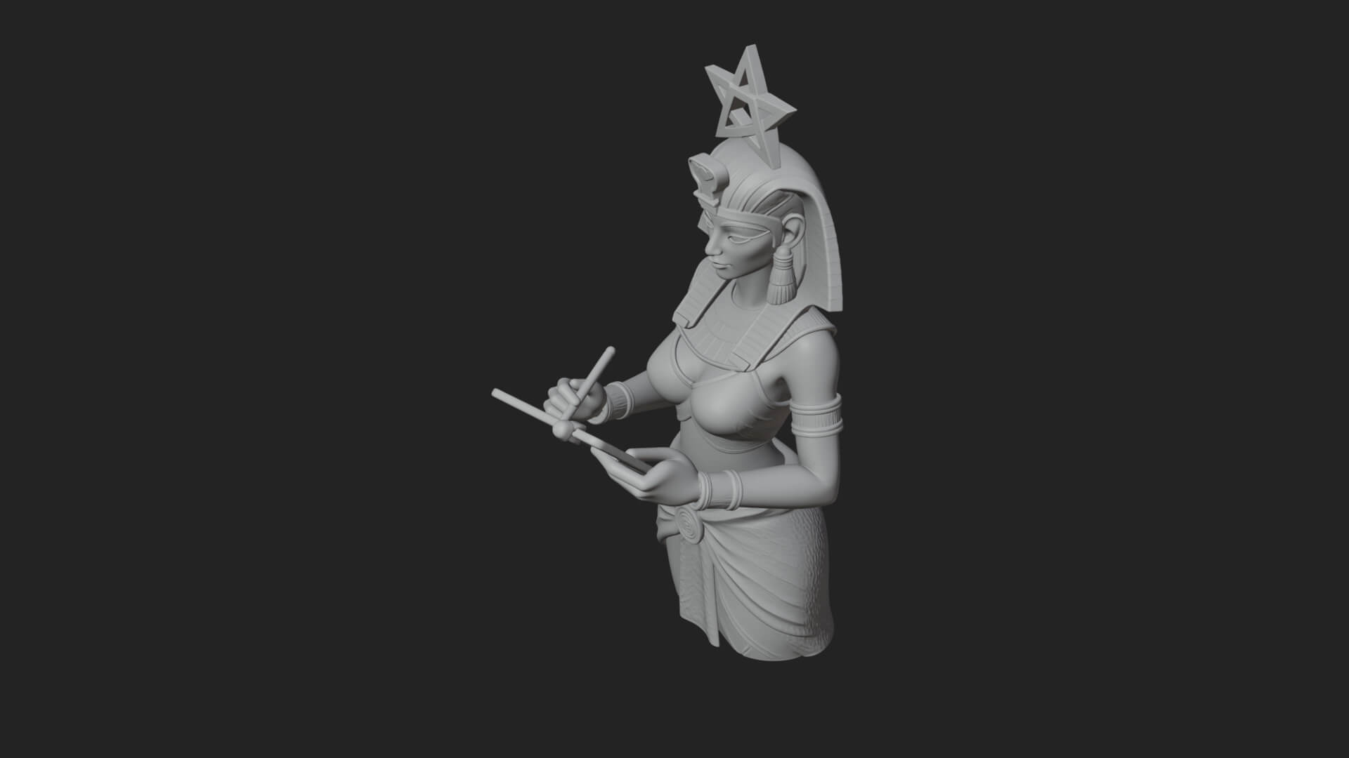 Star Disc Egyptian Goddess Statue Design 3 3D Print Model 3D Model