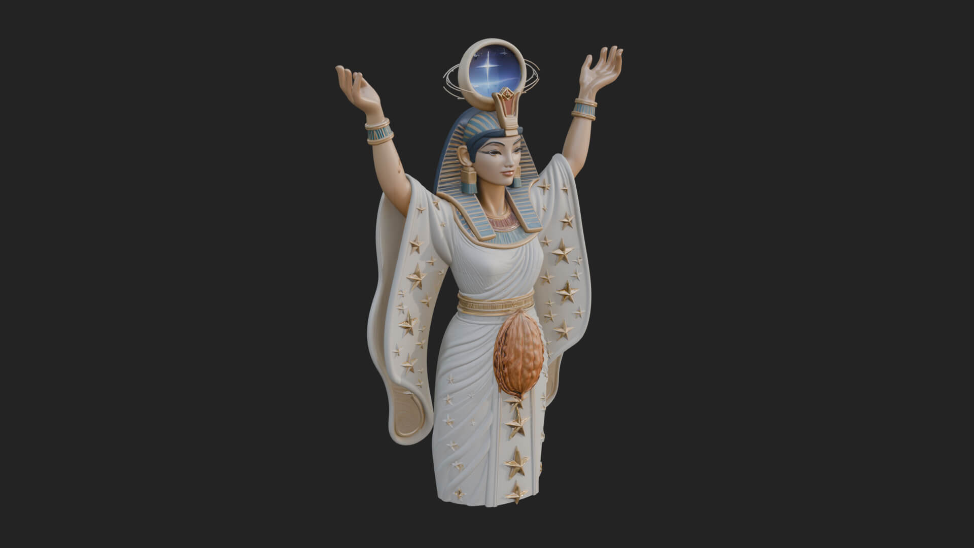 Star Disc Egyptian Goddess Statue Design 4 3D Print Model 3D Model